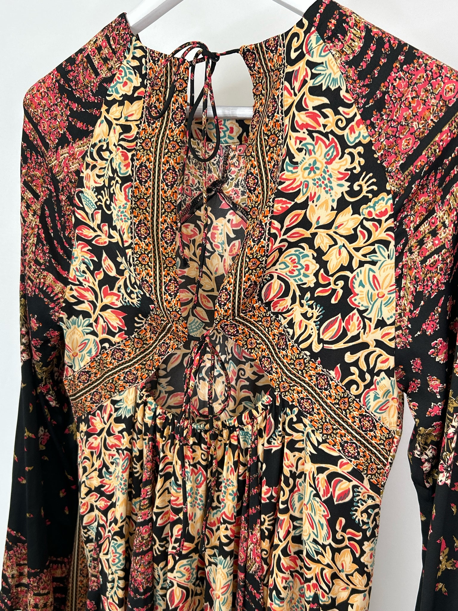 FREE PEOPLE Size S Black & Orange Women Dress