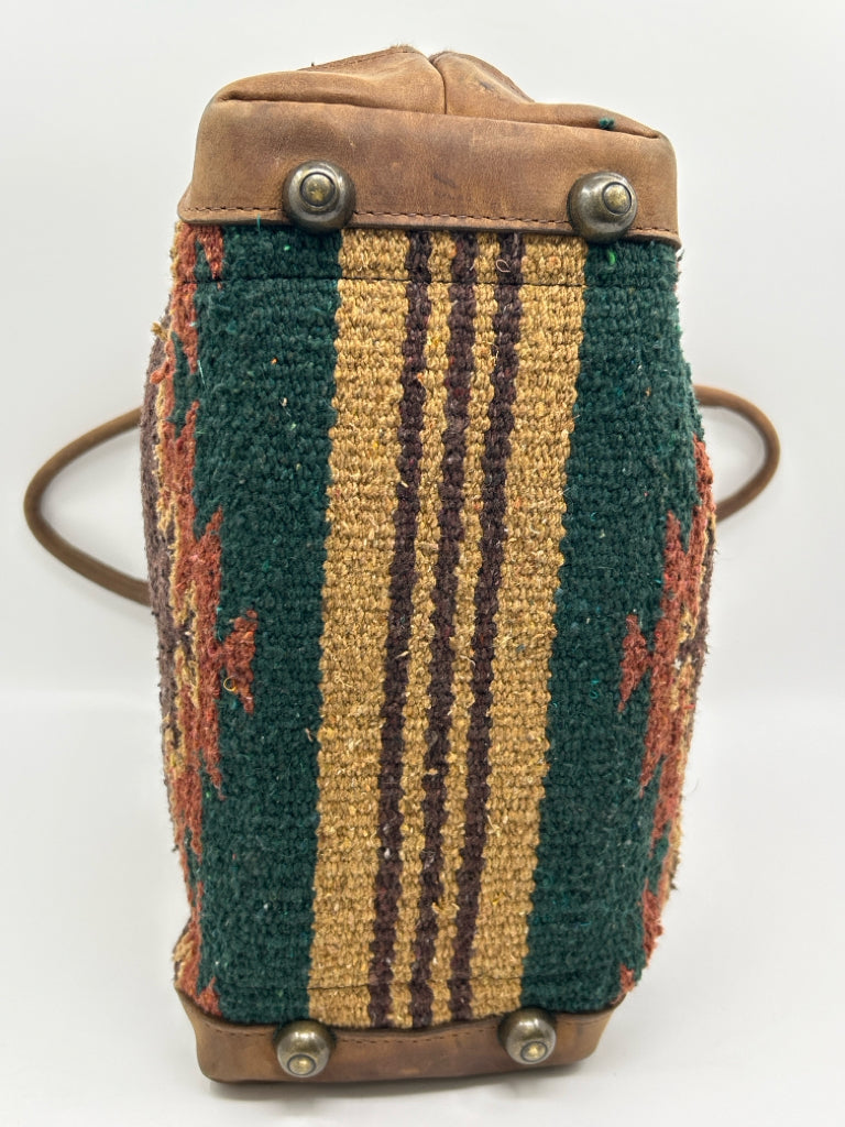 MCFADIN Brown Print Navajo Wool Tote