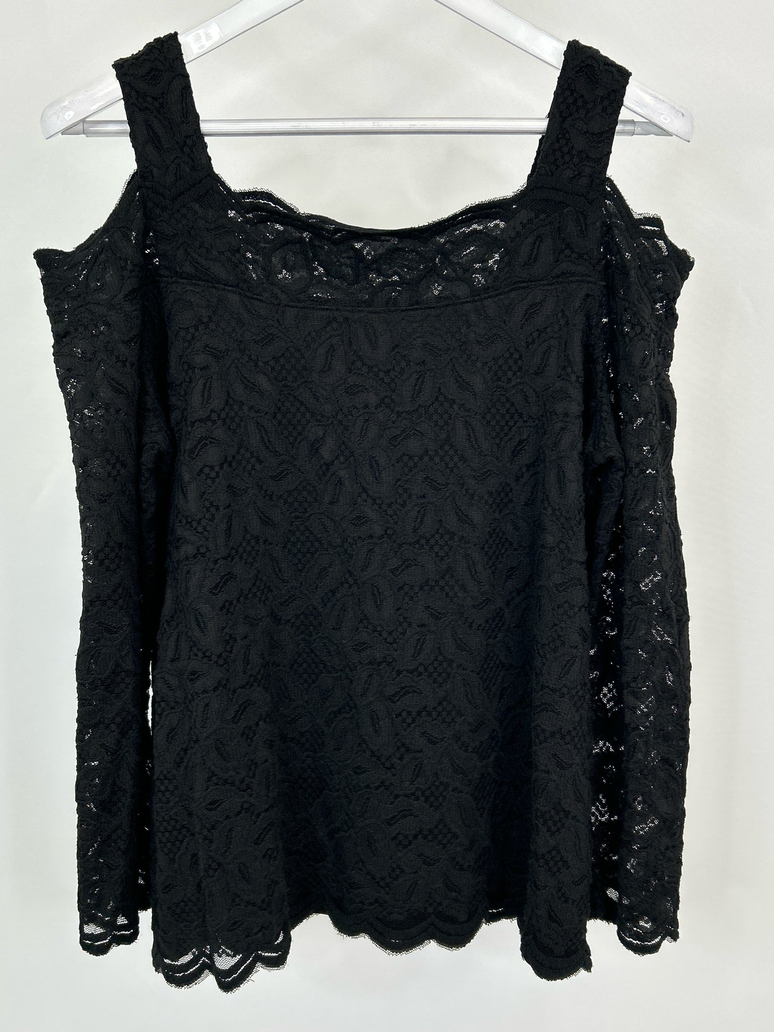 CHICO'S Size 12 Black Lace Women Top