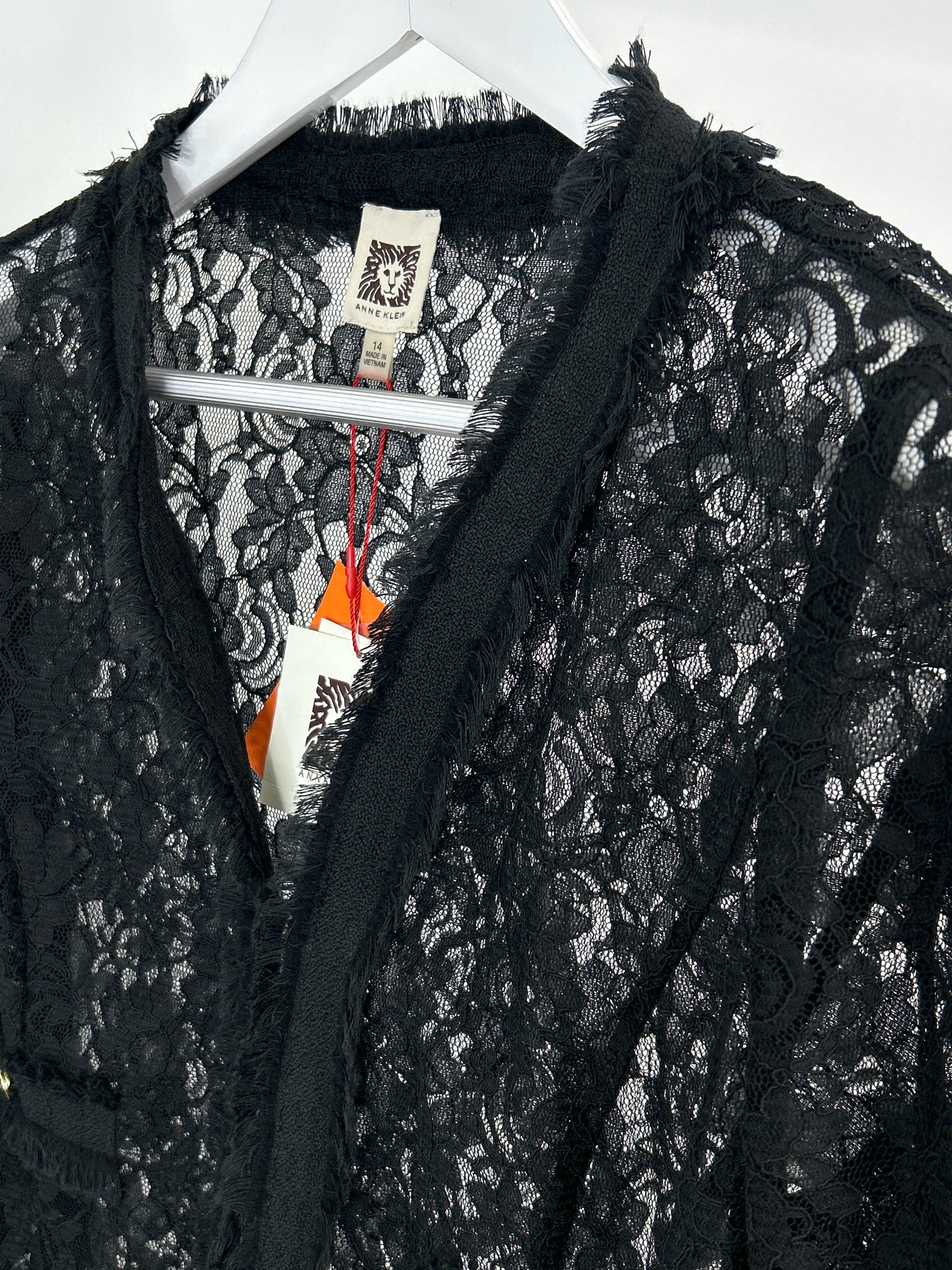 ANNE KLEIN Size 14 Black Lace Women Jacket NWT