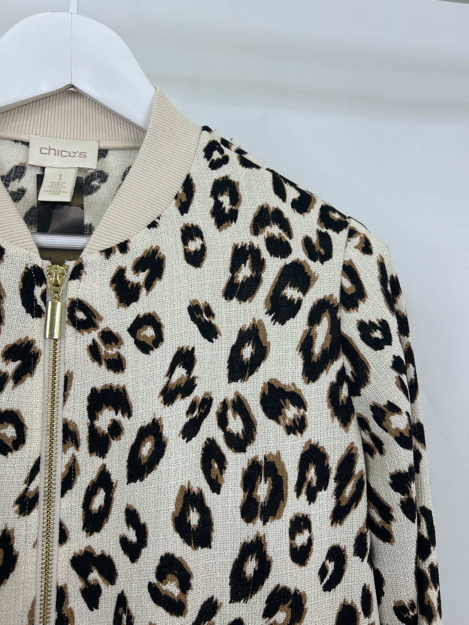CHICO'S Size M CREAM AND BLACK Women Jacket
