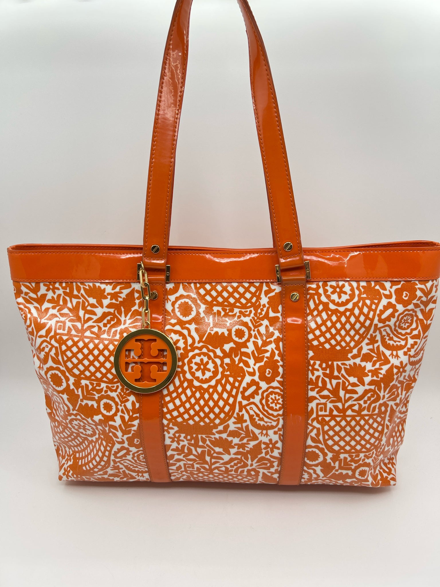 TORY BURCH ORANGE AND WHITE Women Tote