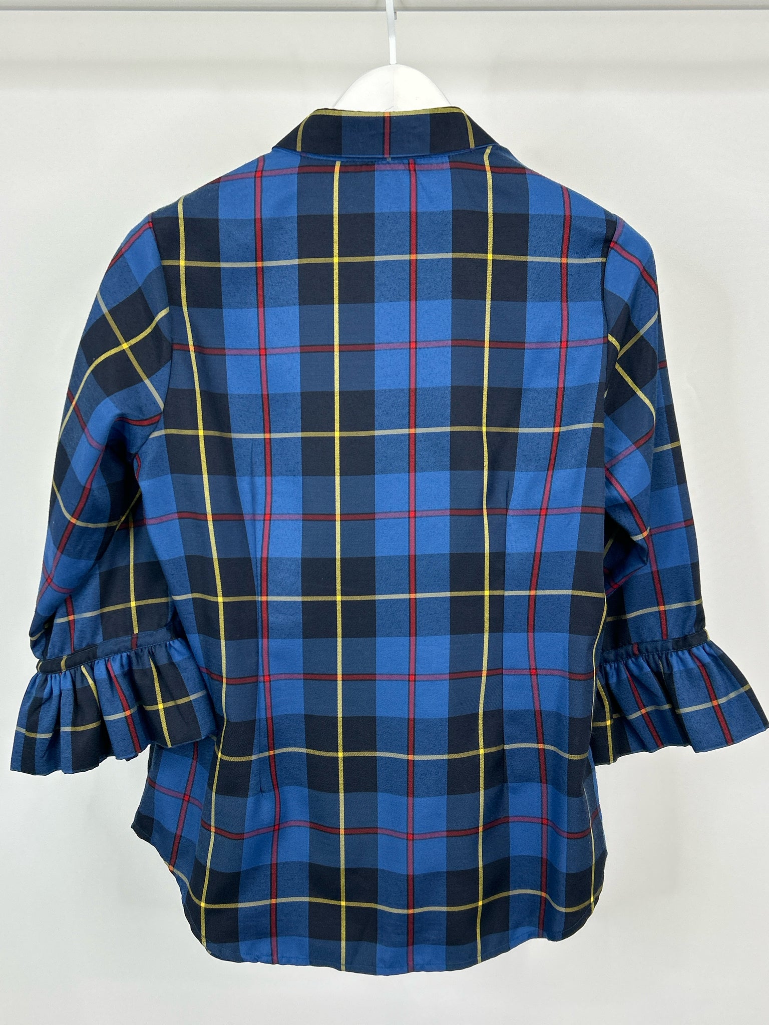 GRETCHEN SCOTT Size L Blue Plaid Women Blouse