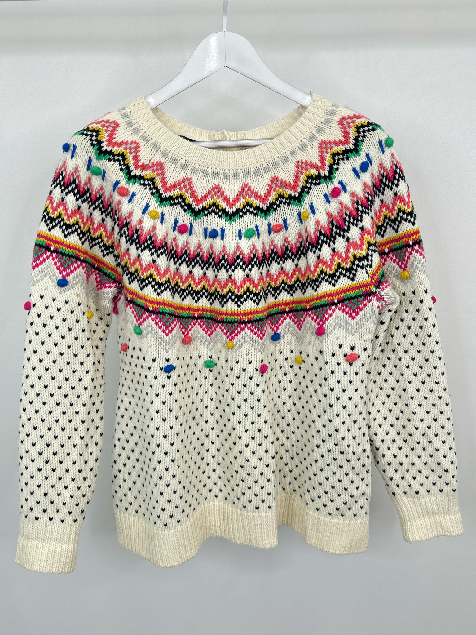 TALBOTS Size XLP White Print Women Sweater