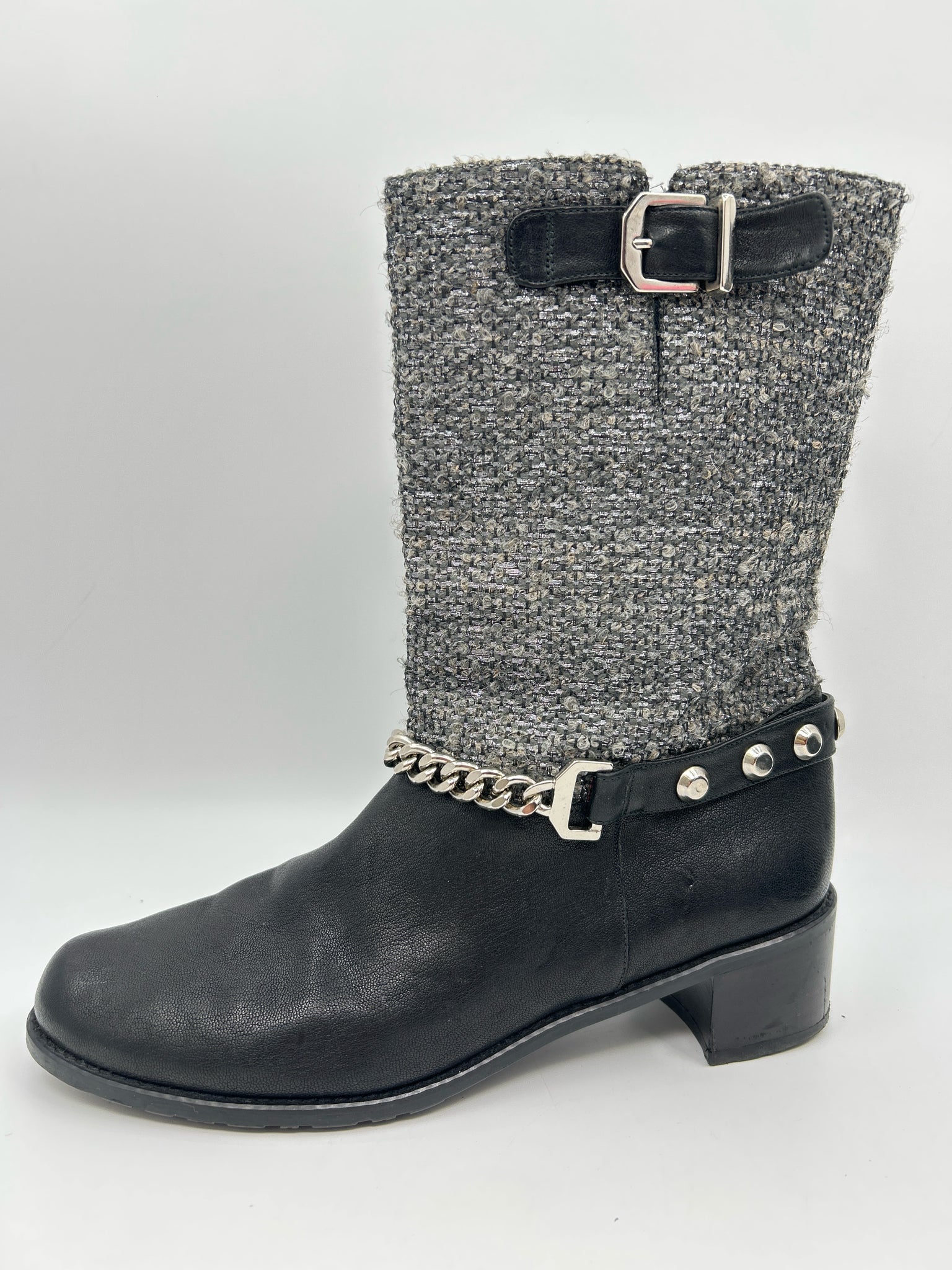 STUART WEITZMAN Size 9.5M Black & Silver Women Boots