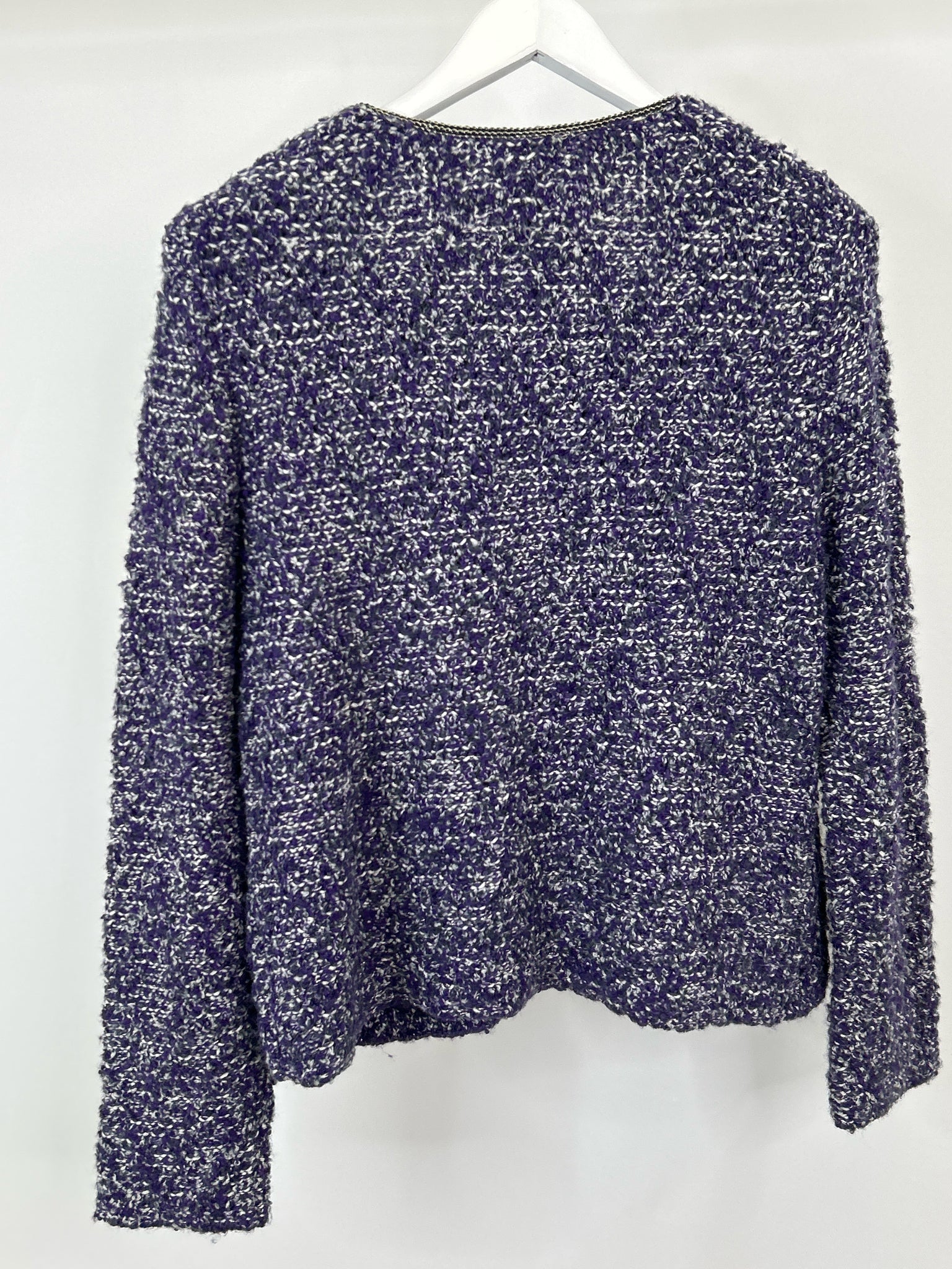 CHICO'S Size 12 PURPLE AND WHITE Women Cardigan