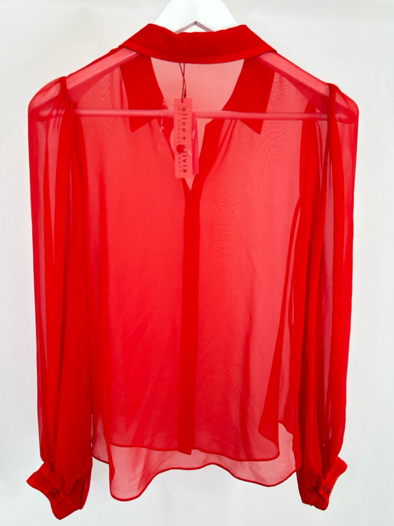 ALICE + OLIVIA Women Size M Red Silk Top NWT