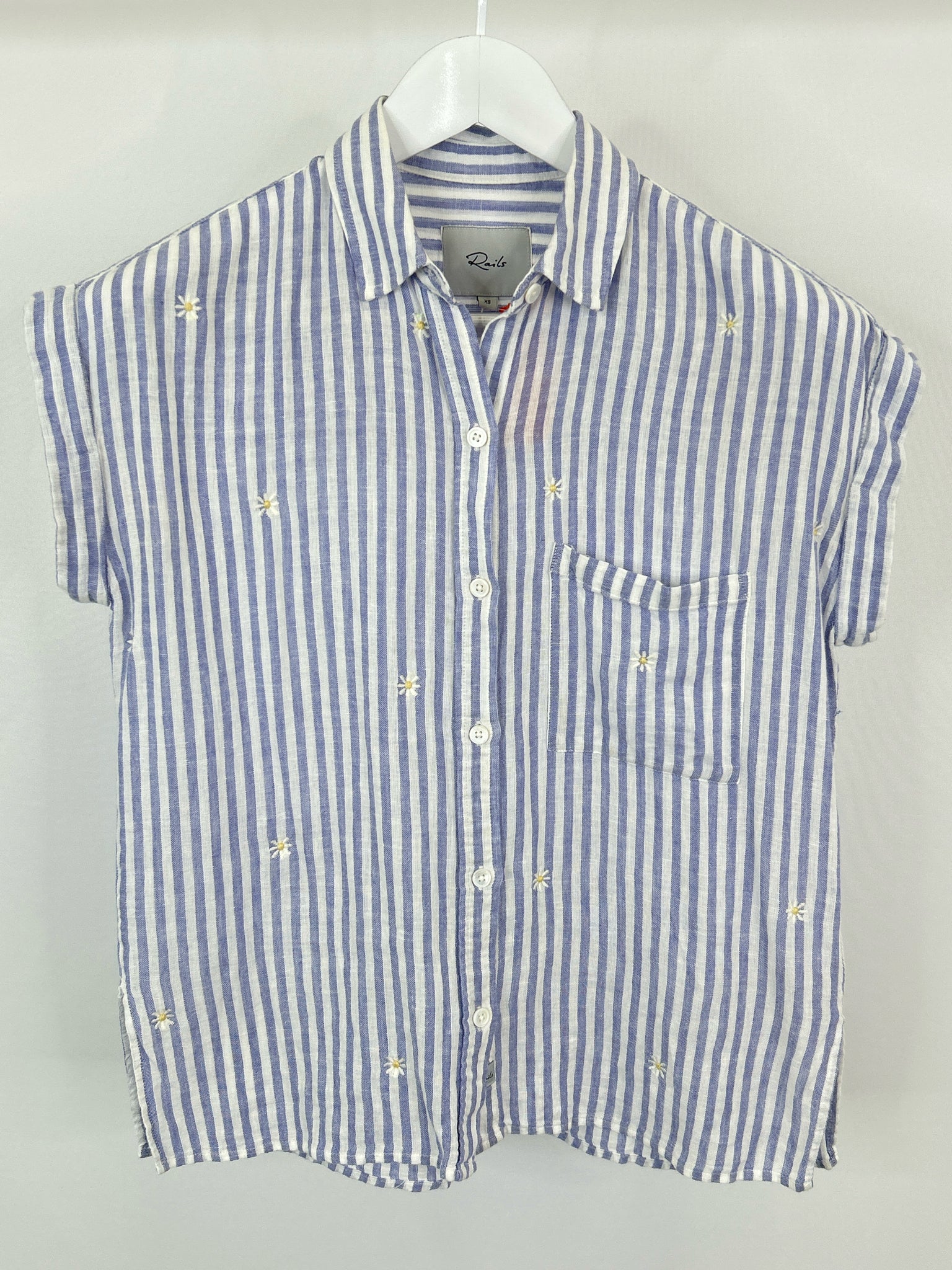 RAILS Size XS Blue Striped Women Blouse