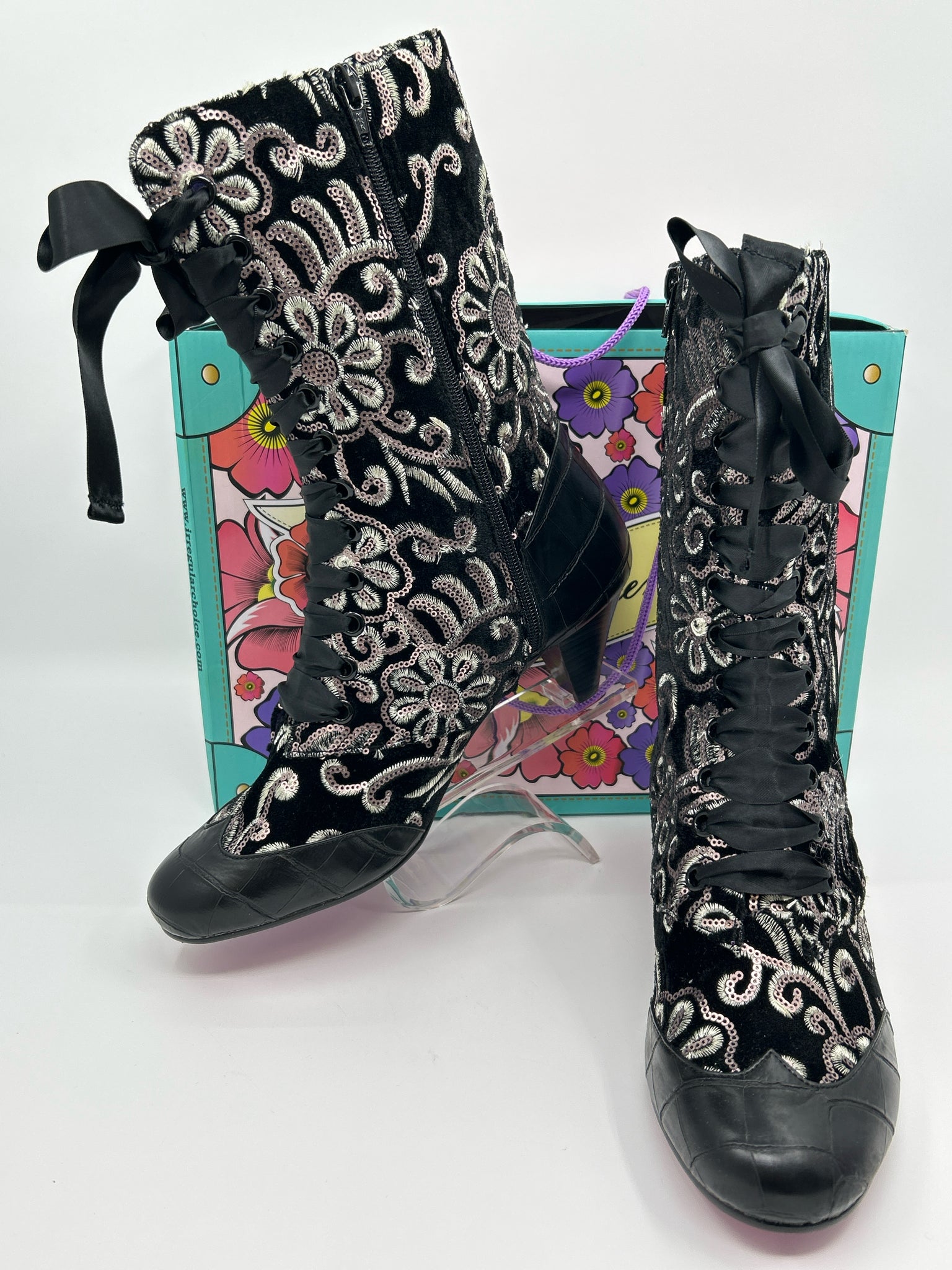 IRREGULAR CHOICE Size 43 Black Women Boots NIB