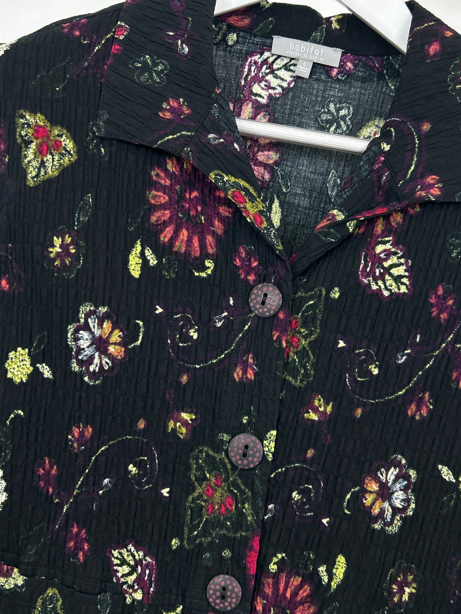 HABITAT Size S Black Floral Women Jacket