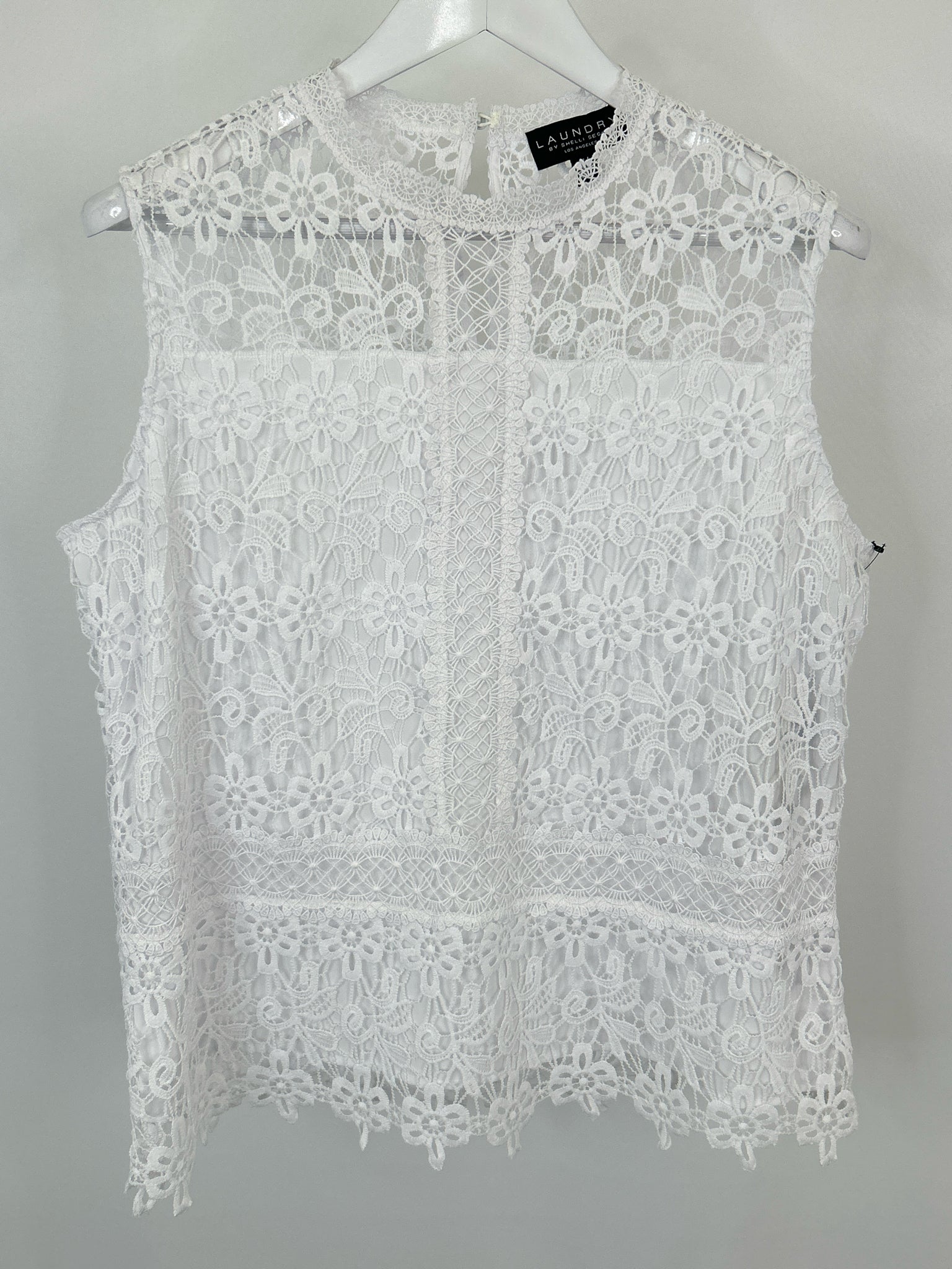 LAUNDRY BY SHELLI SEGAL Size XL White Lace Women Top
