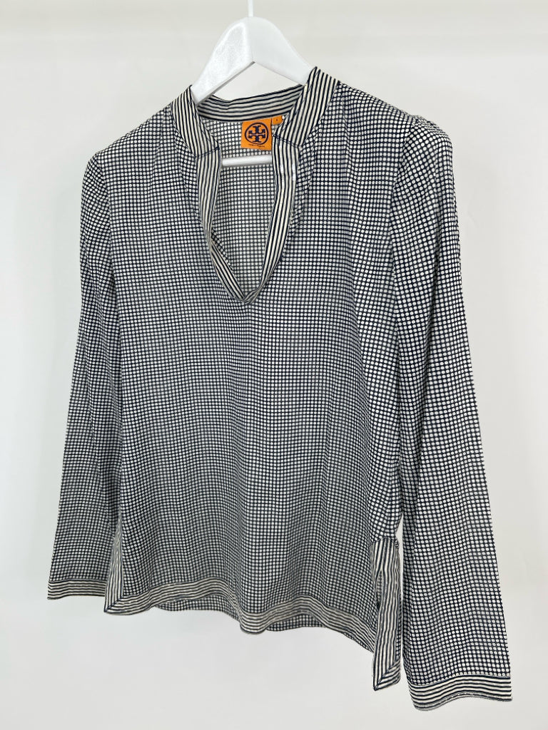 TORY BURCH Size 8 Black Print Women's Top