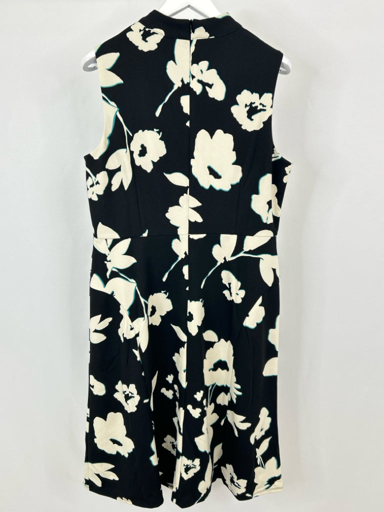 MAGGY LONDON Size 16 Black Floral Women's Dress