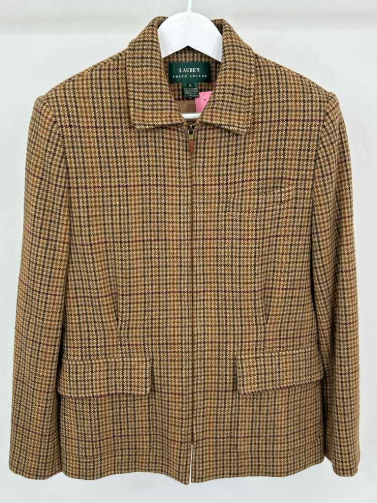 Lauren Ralph Lauren Women Size 8 Brown Plaid Coat