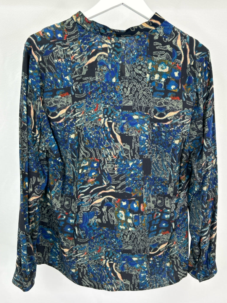 ETHYL Women Size M Blue Print Top