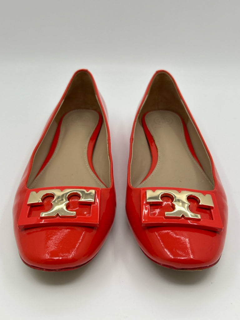 TORY BURCH Women Size 9M Orange Gigi Patent Flats