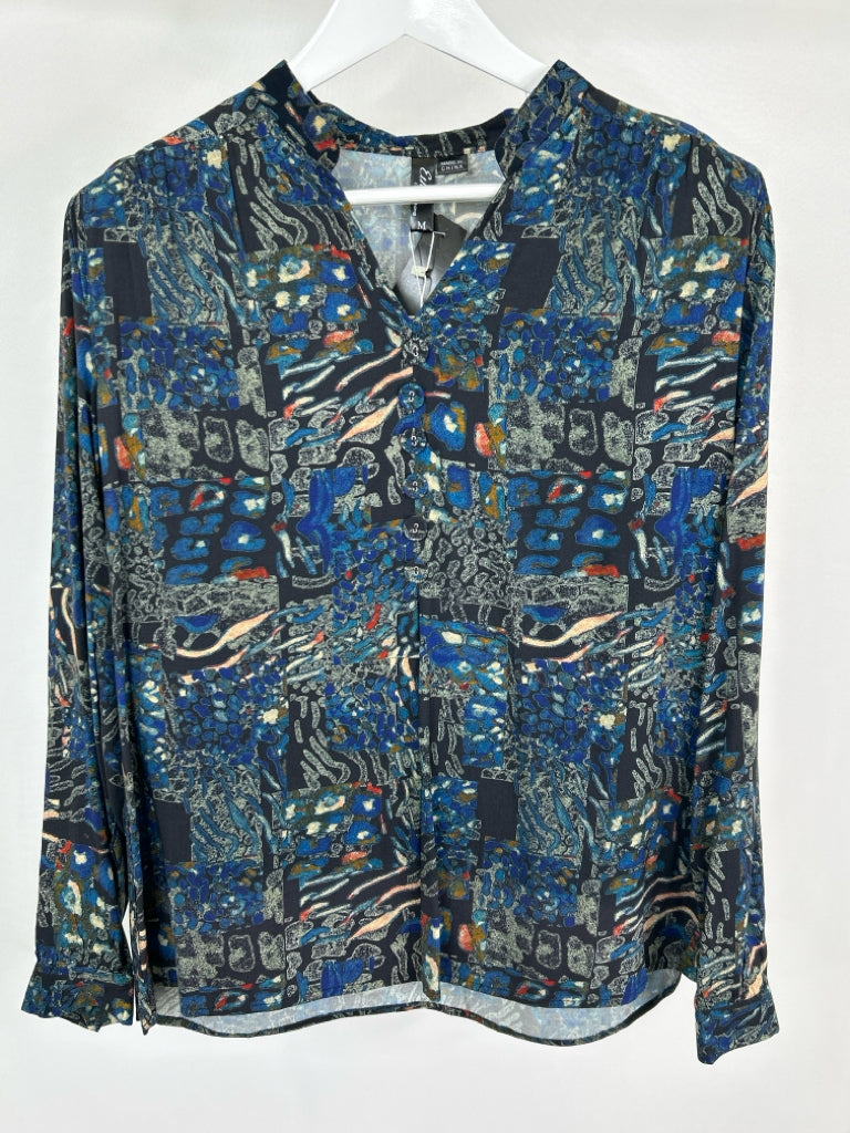 ETHYL Women Size M Blue Print Top