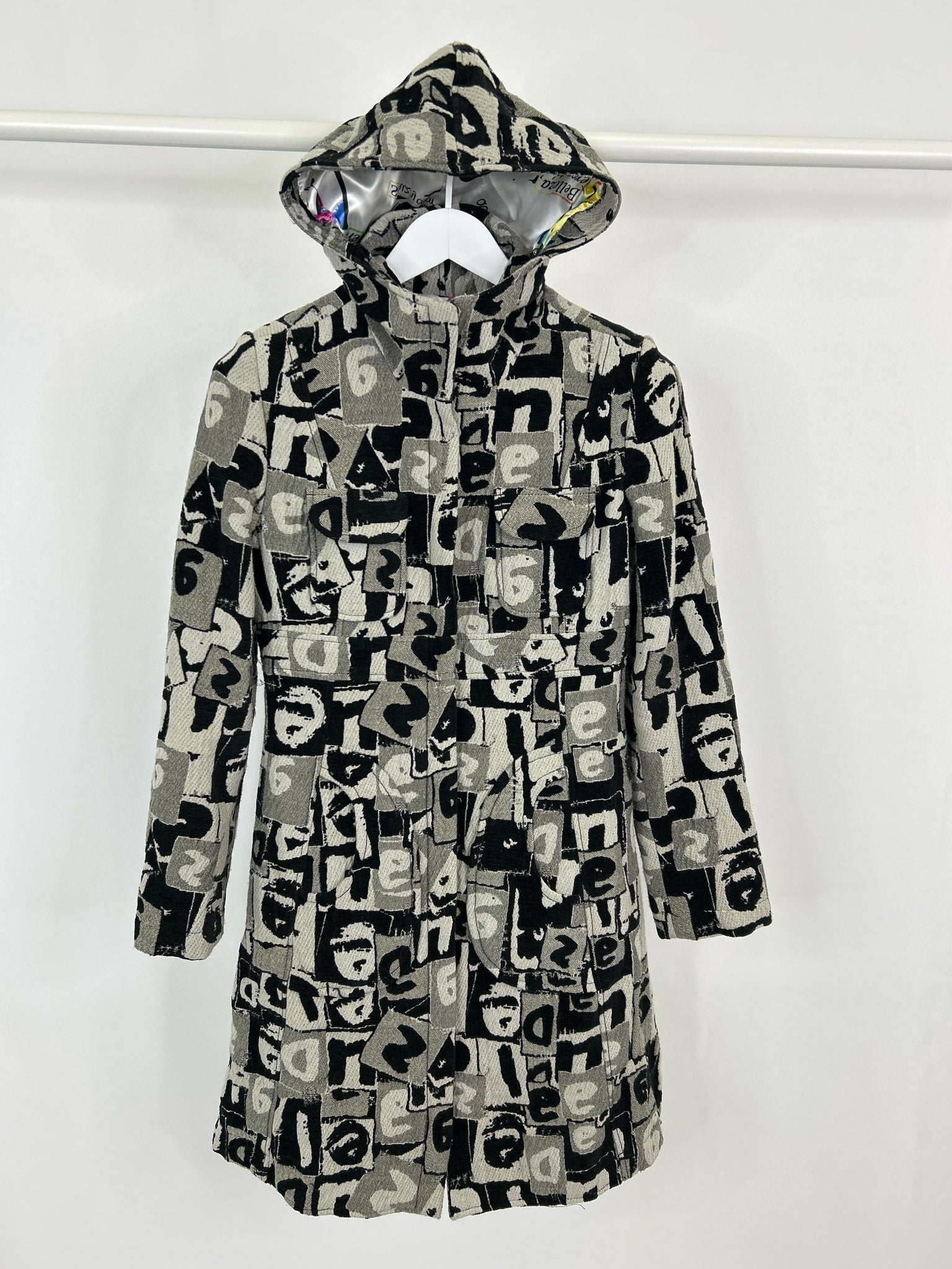 desigual Size 38 Grey & Black Women Coat