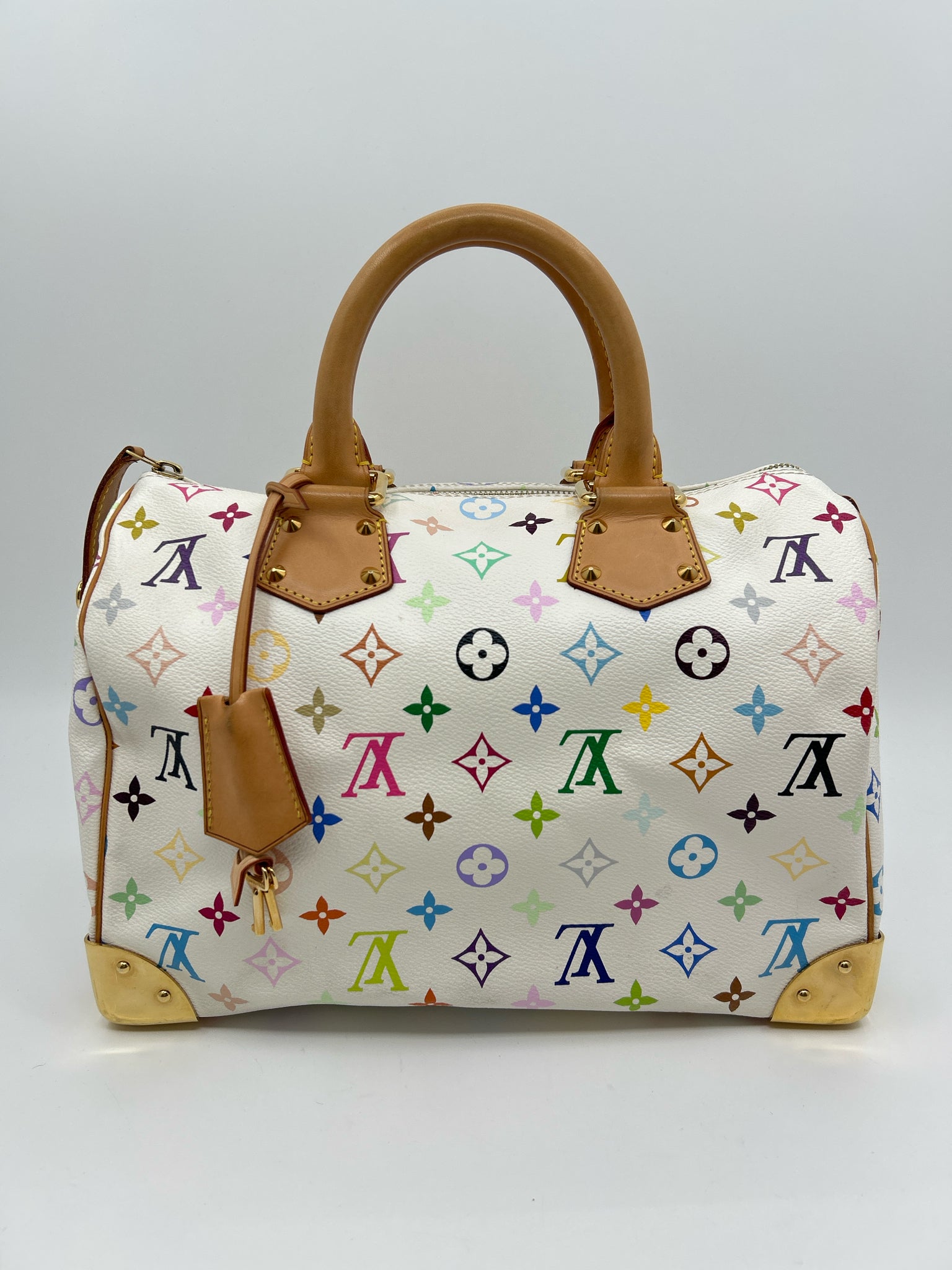 LOUIS VUITTON White Monogram Speedy Women Purse