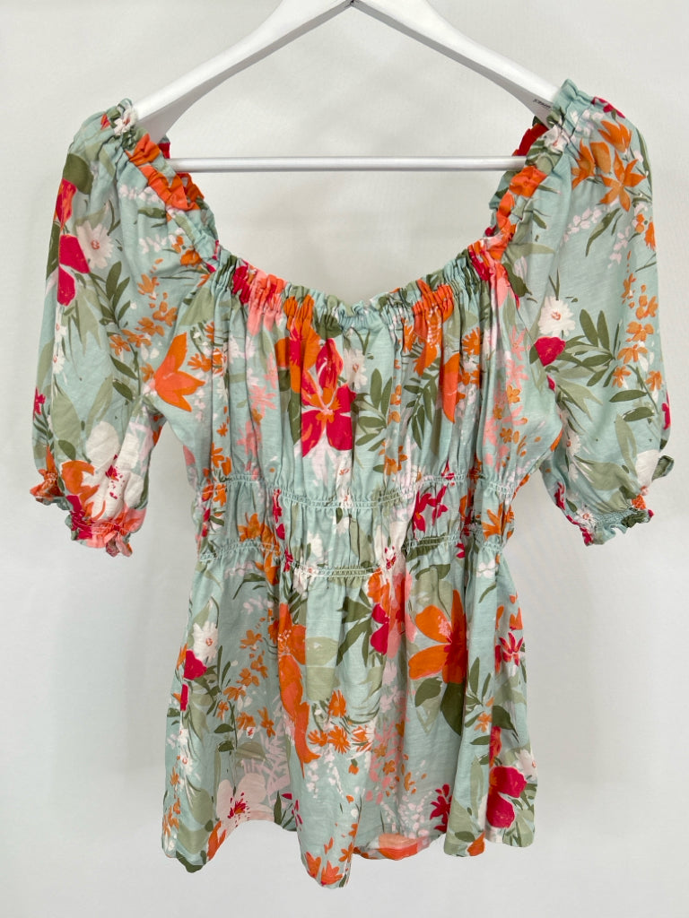 SPARTINA Size M Baby Blue Print Women's Top