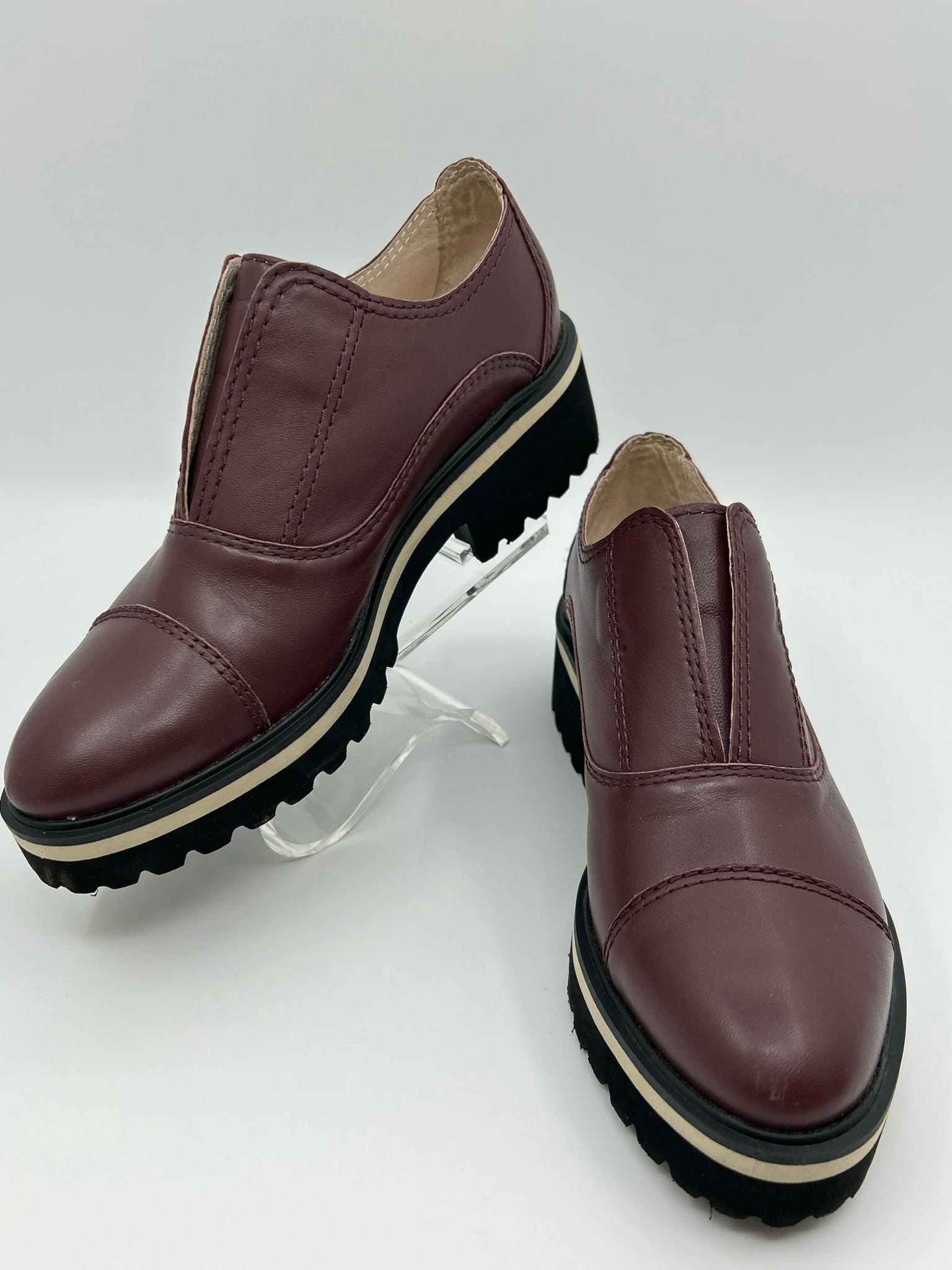 All Black Size 40/10 Burgundy Women Loafer