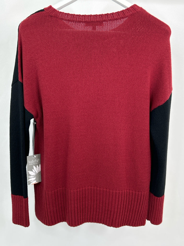 HABITAT Women Size S BLACK AND CRANBERRY Sweater