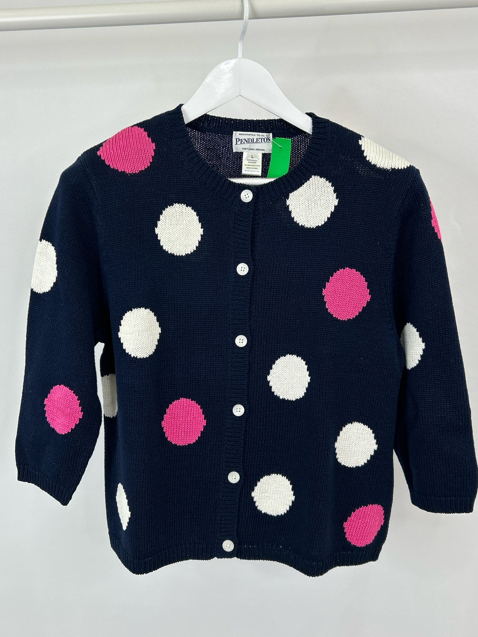 PENDLETON Size L Navy Print Women Cardigan