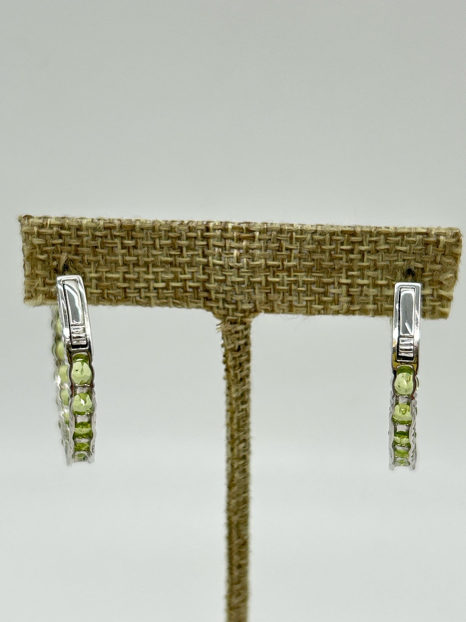 Sterling Silver SILVER AND GREEN Earrings