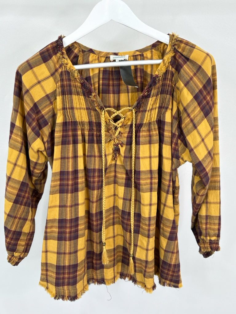 SUNDANCE Women Size M Yellow Print Blouse