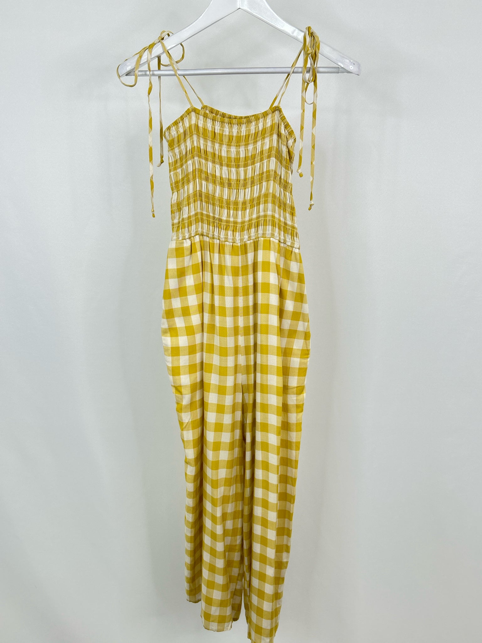 BCBGeneration NWT Size M Yellow Print Women Jumpsuit