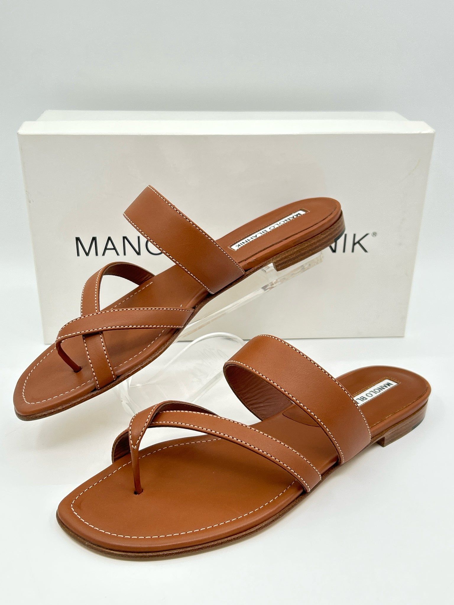 MANOLO BLAHNIK Size 38.5 Brown Women Sandal