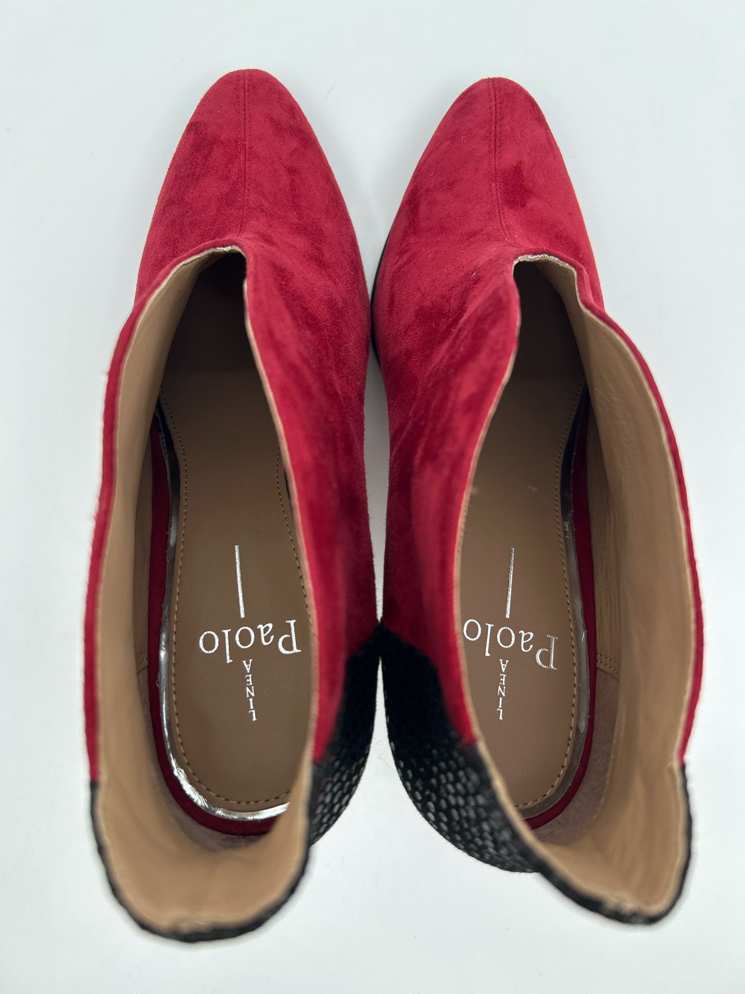 LINEA PAOLO Size 8.5M Red and Black Women Booties