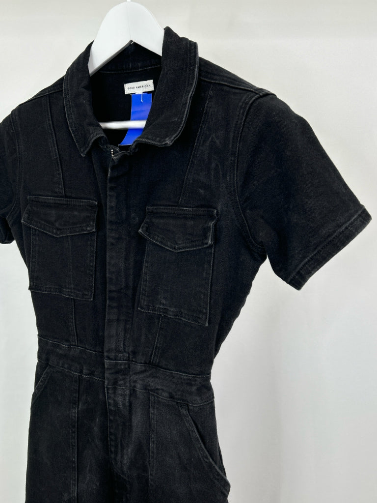 GOOD AMERICAN Women Size 2 BLACK DENIM Jumpsuit