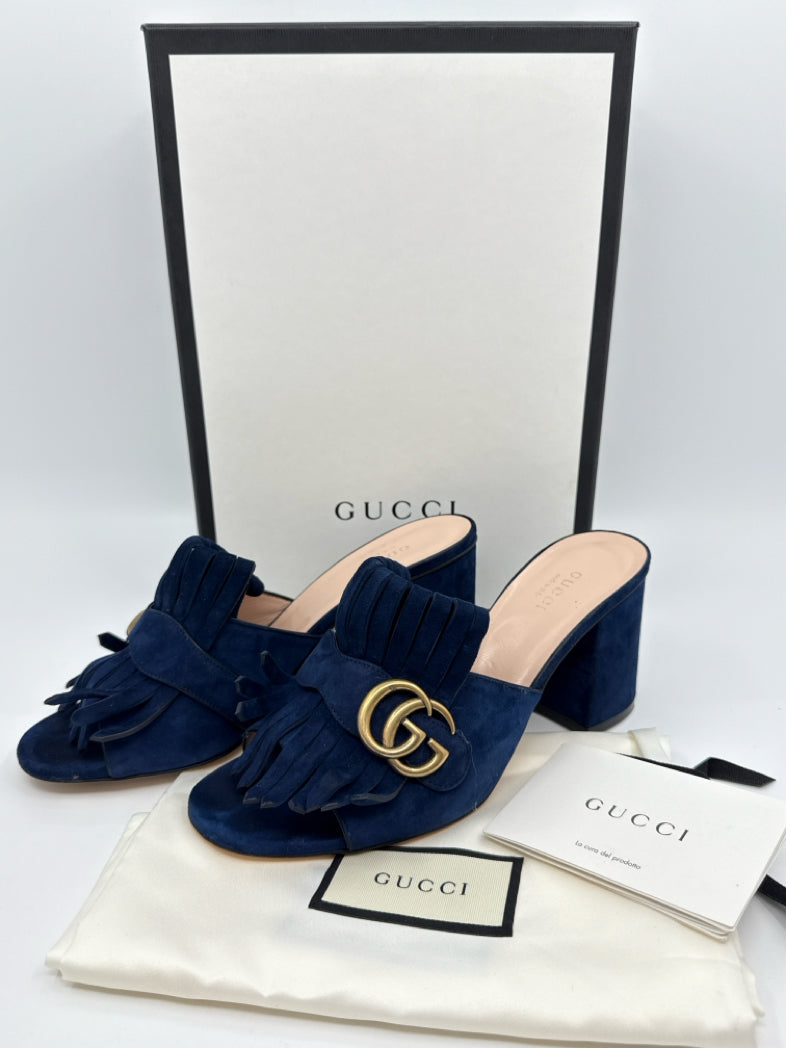 GUCCI Size 38.5 Blue Pumps Sandals