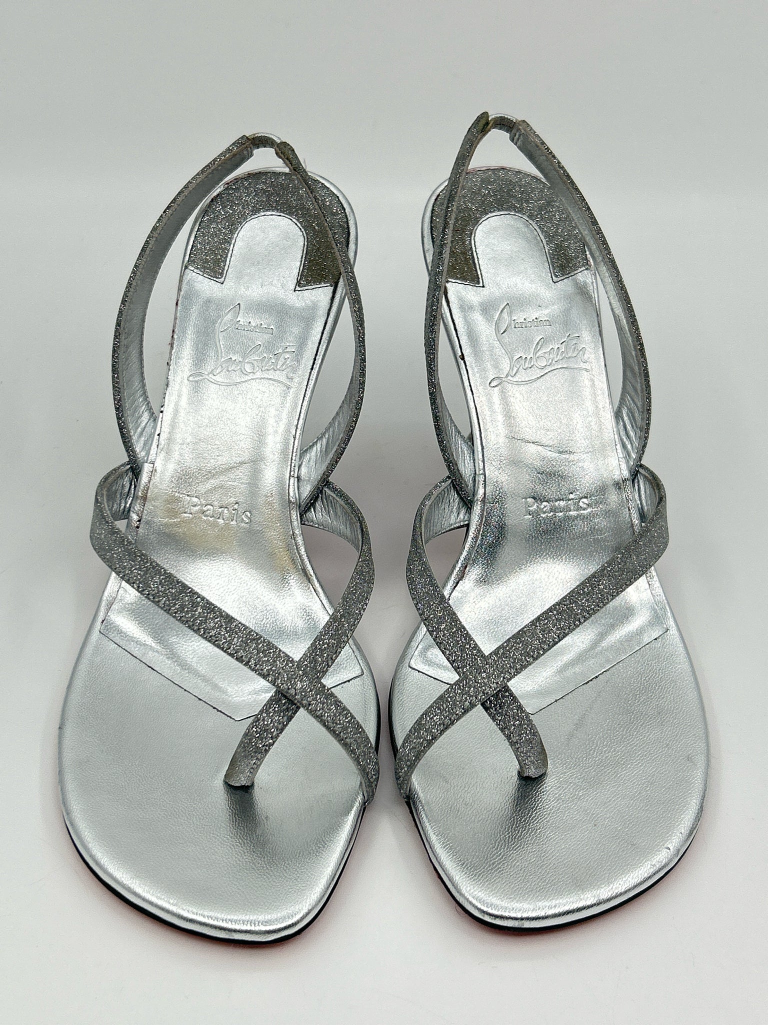 CHRISTIAN LOUBOUTIN Size 38 Silver Women Sandal