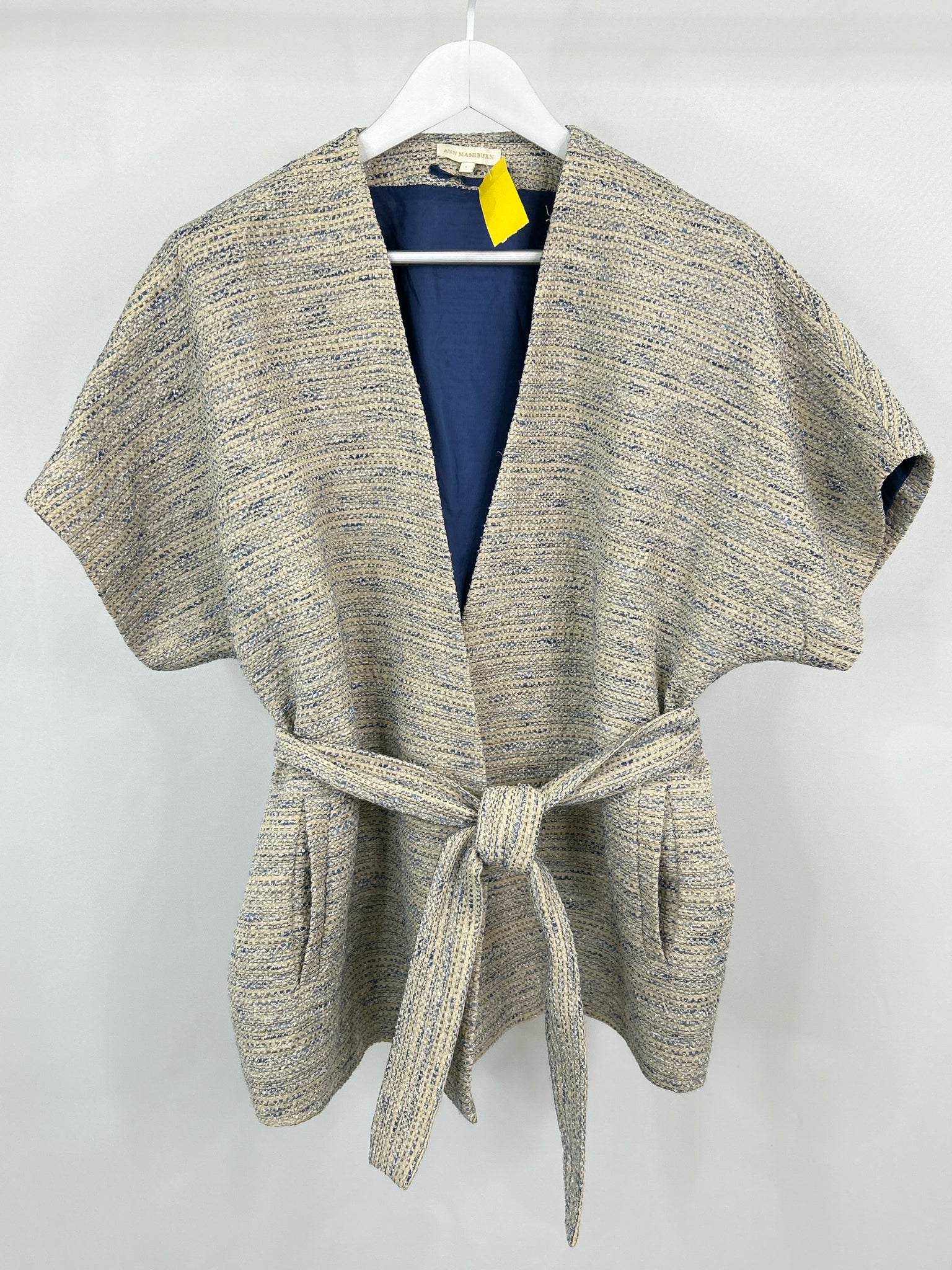 ANN MASHBURN Size L Beige and Blue Women Jacket
