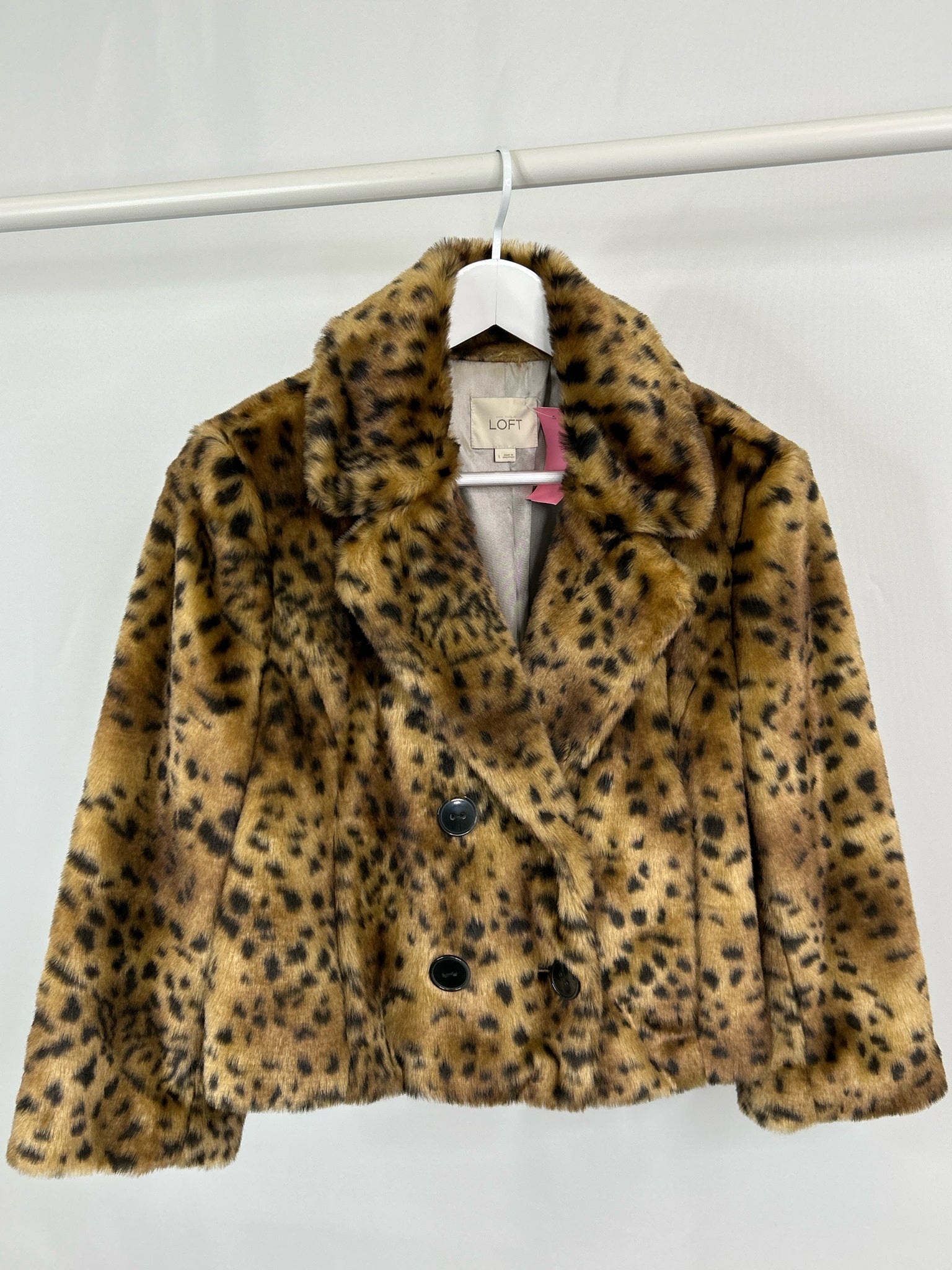 LOFT Size L BEIGE AND BLACK Women Coat