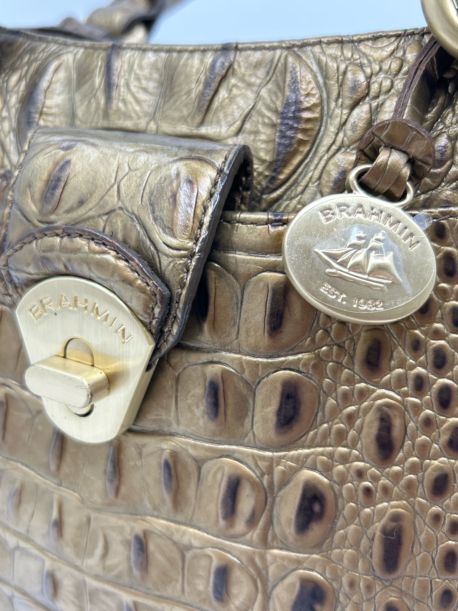 BRAHMIN gold metallic Women Purse