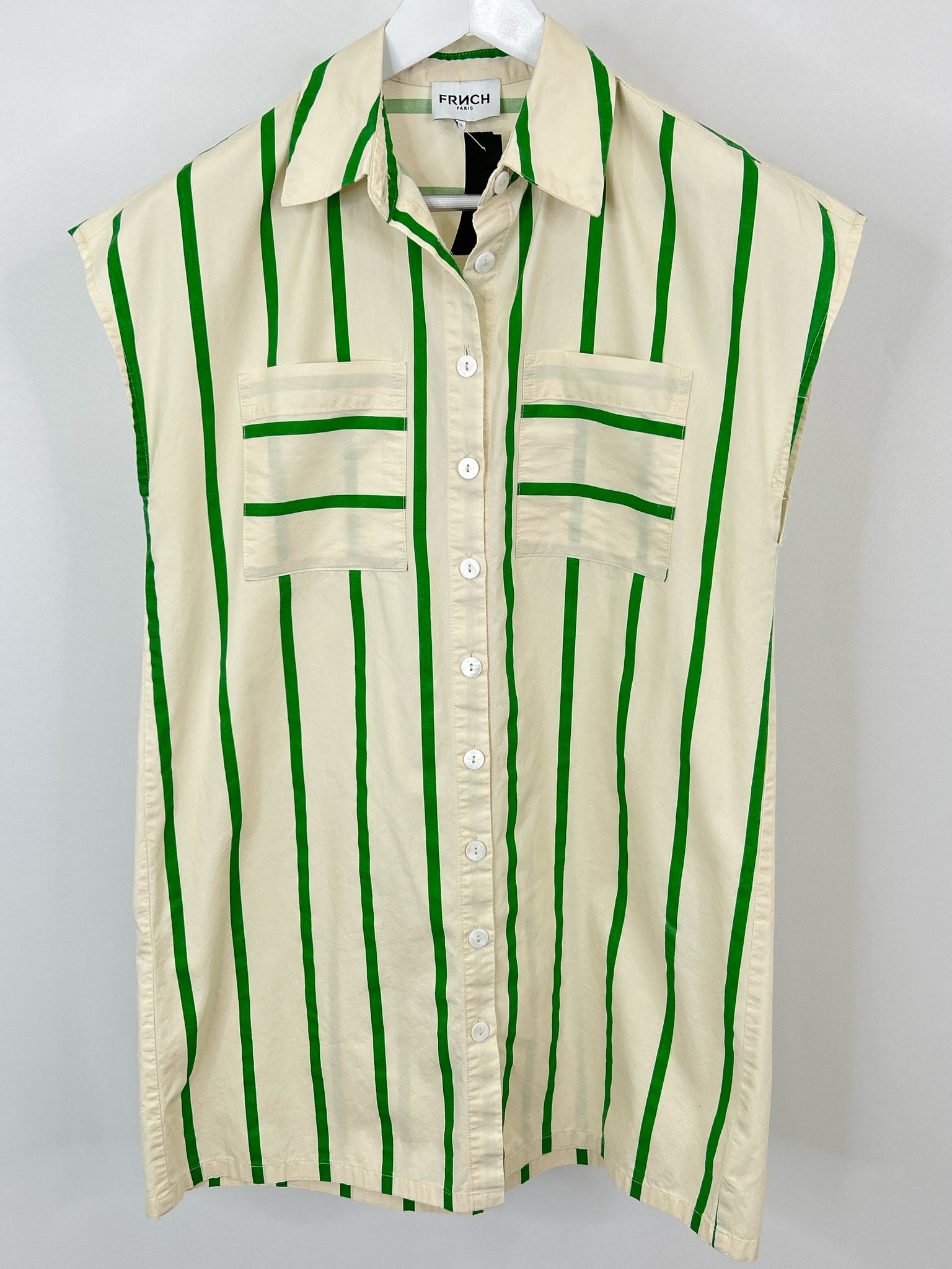 FRNCH Size S Cream Striped Women Dress