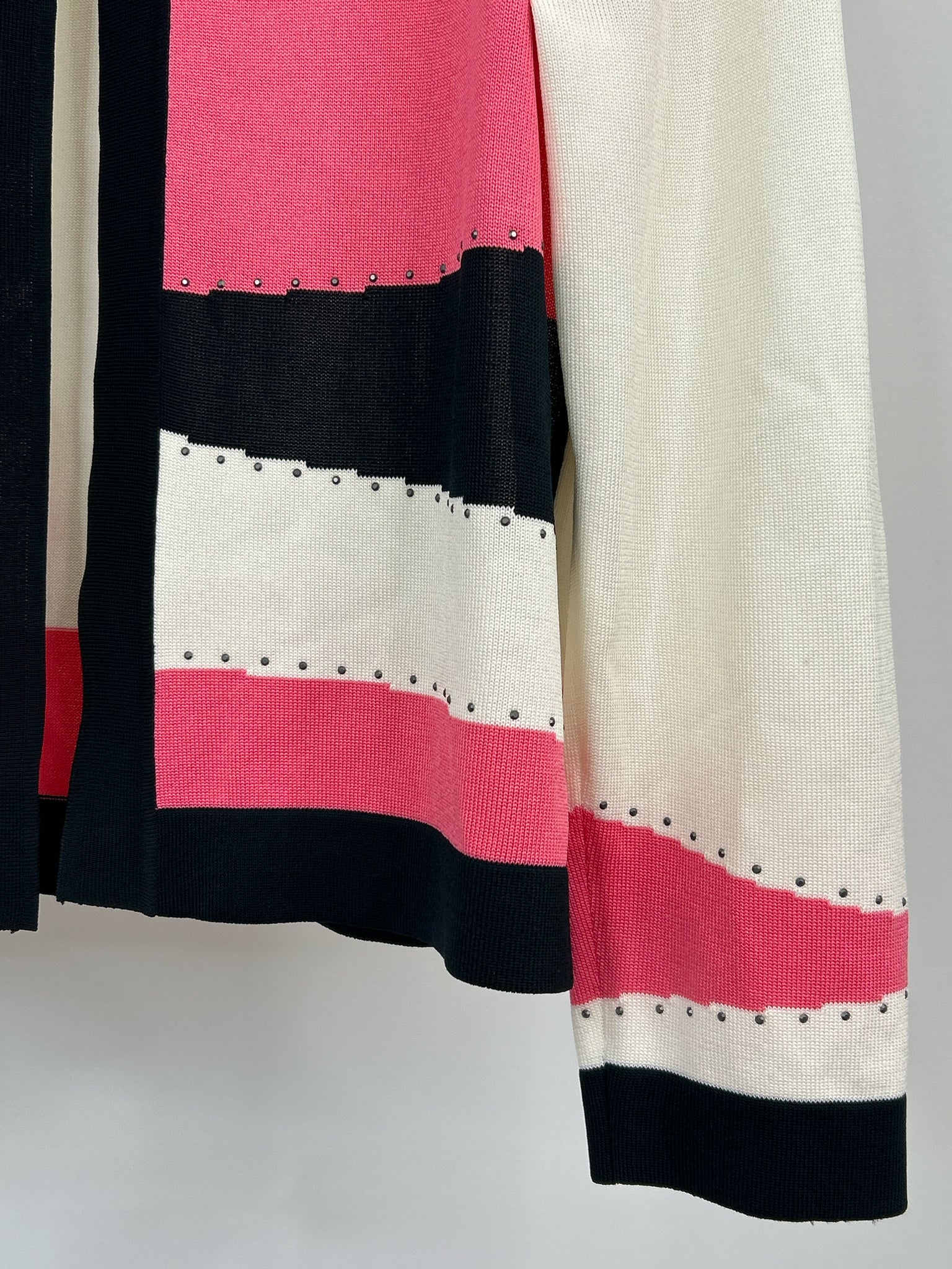 MING WANG Size L White Print Women Cardigan