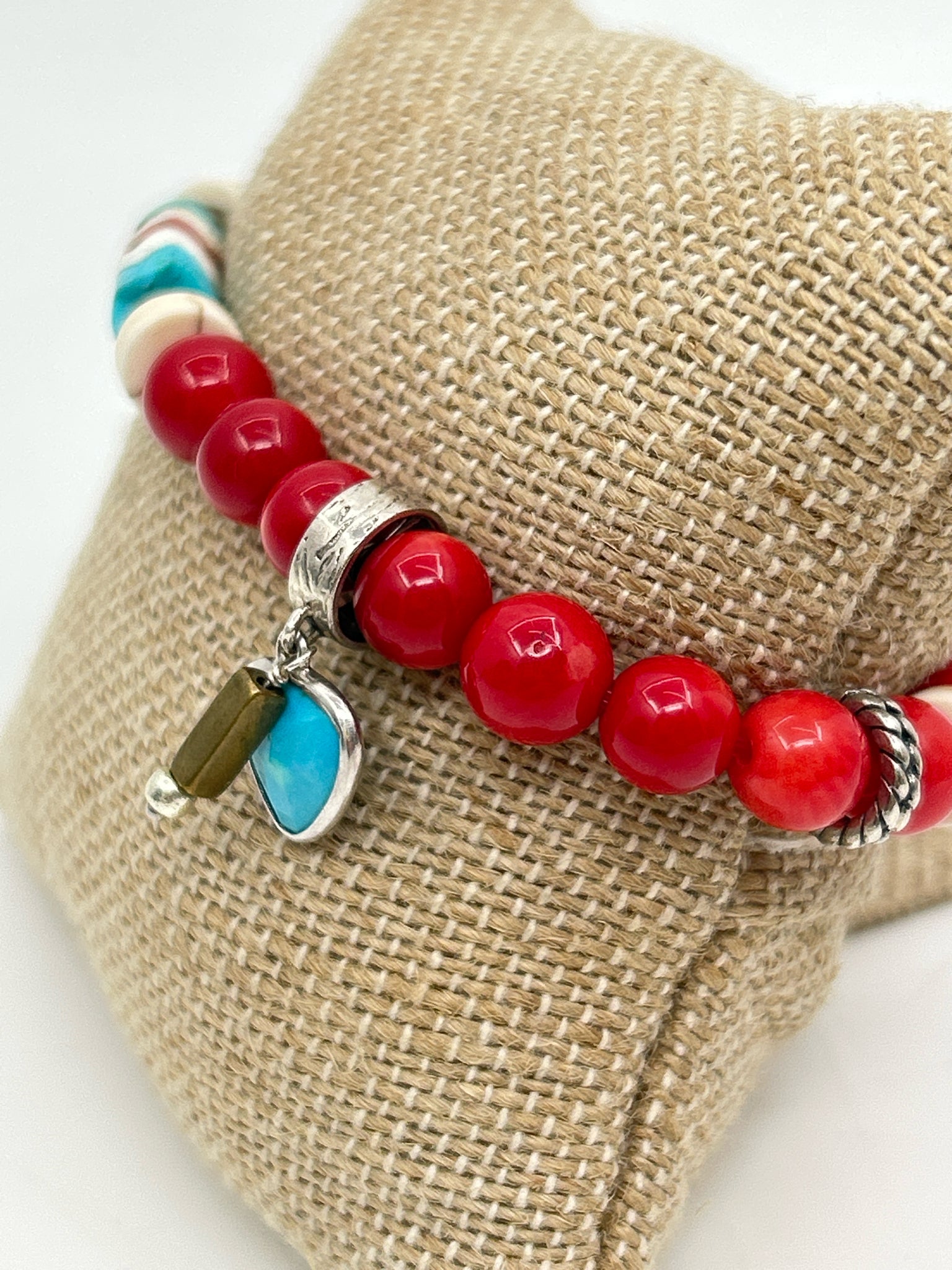Silpada Red Beaded Stretch Bracelet