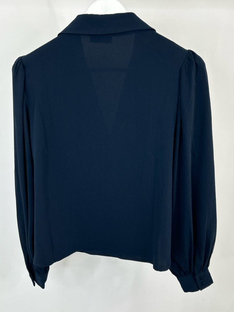 Tahari T Women Size L Navy Blouse NWT