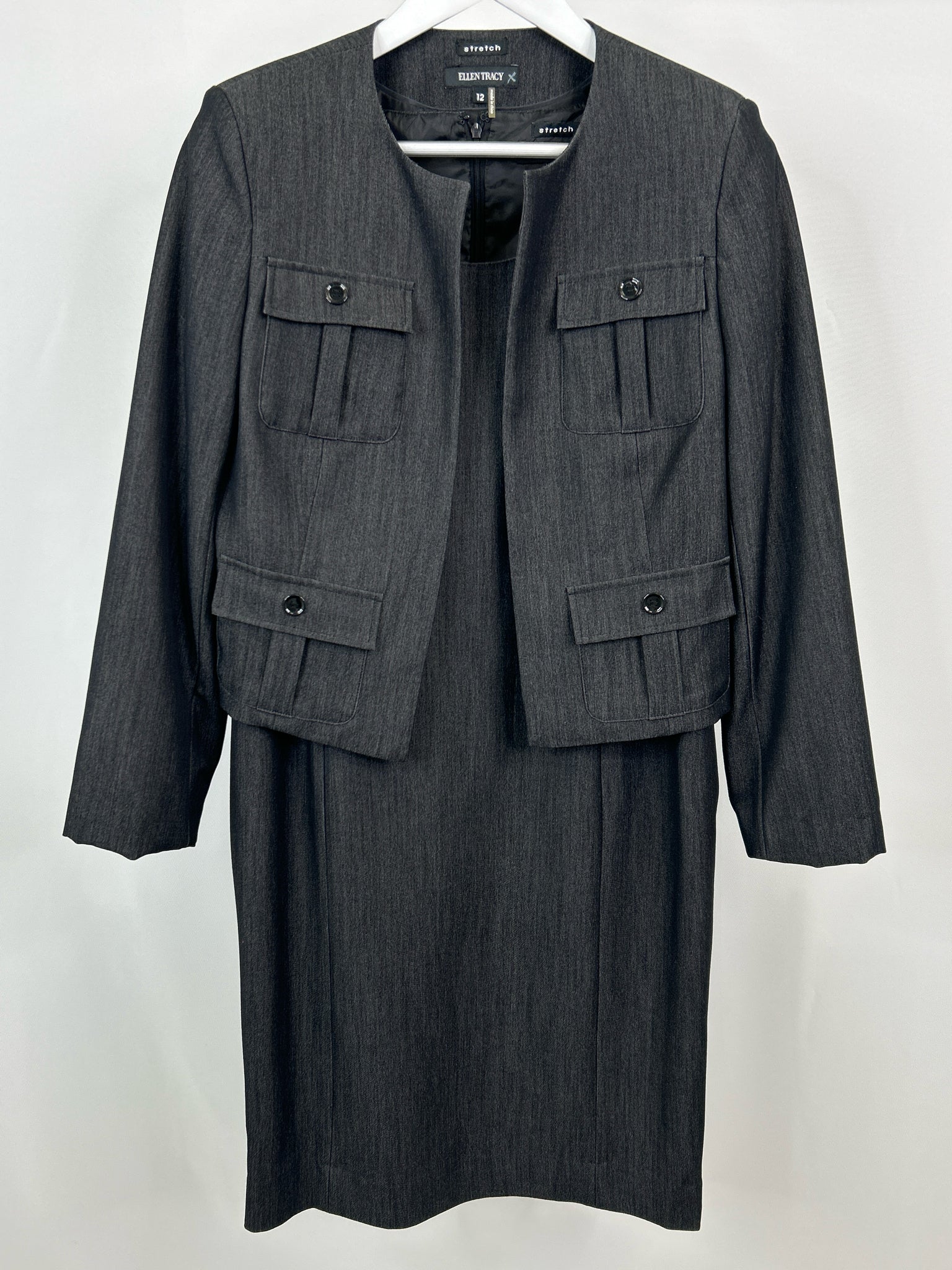 ELLEN TRACY Size 12 Grey Women 2-Piece w/dress