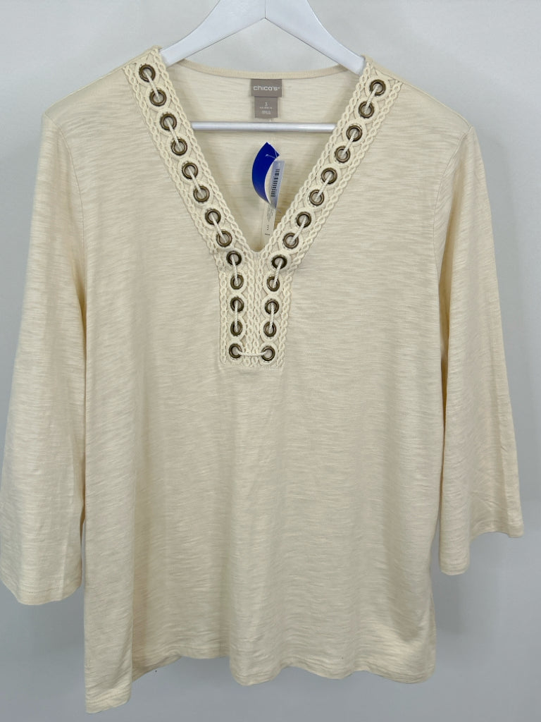 CHICO'S Women Size XL Cream Top