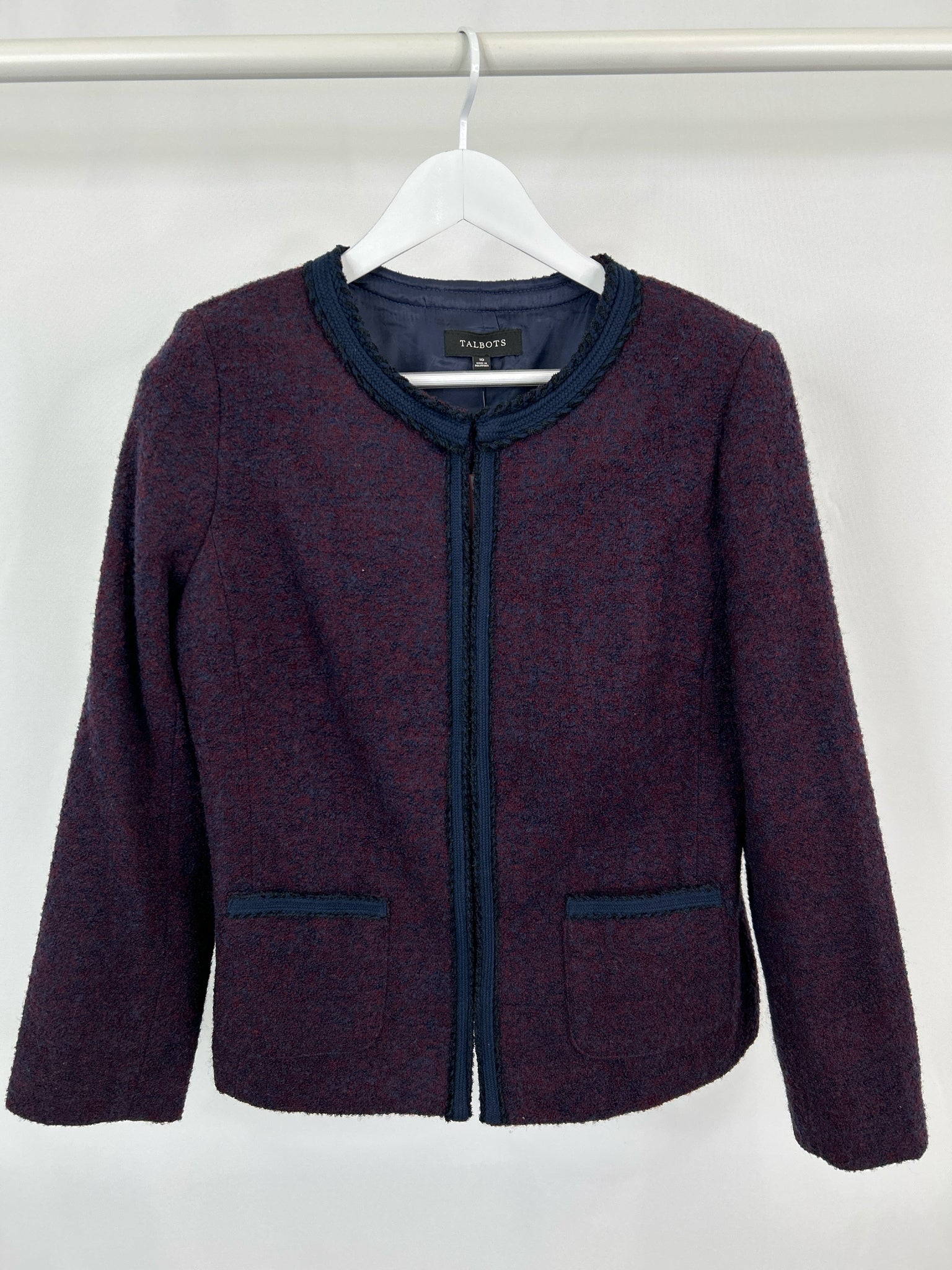 TALBOTS Size 10 Eggplant and Navy Women Jacket