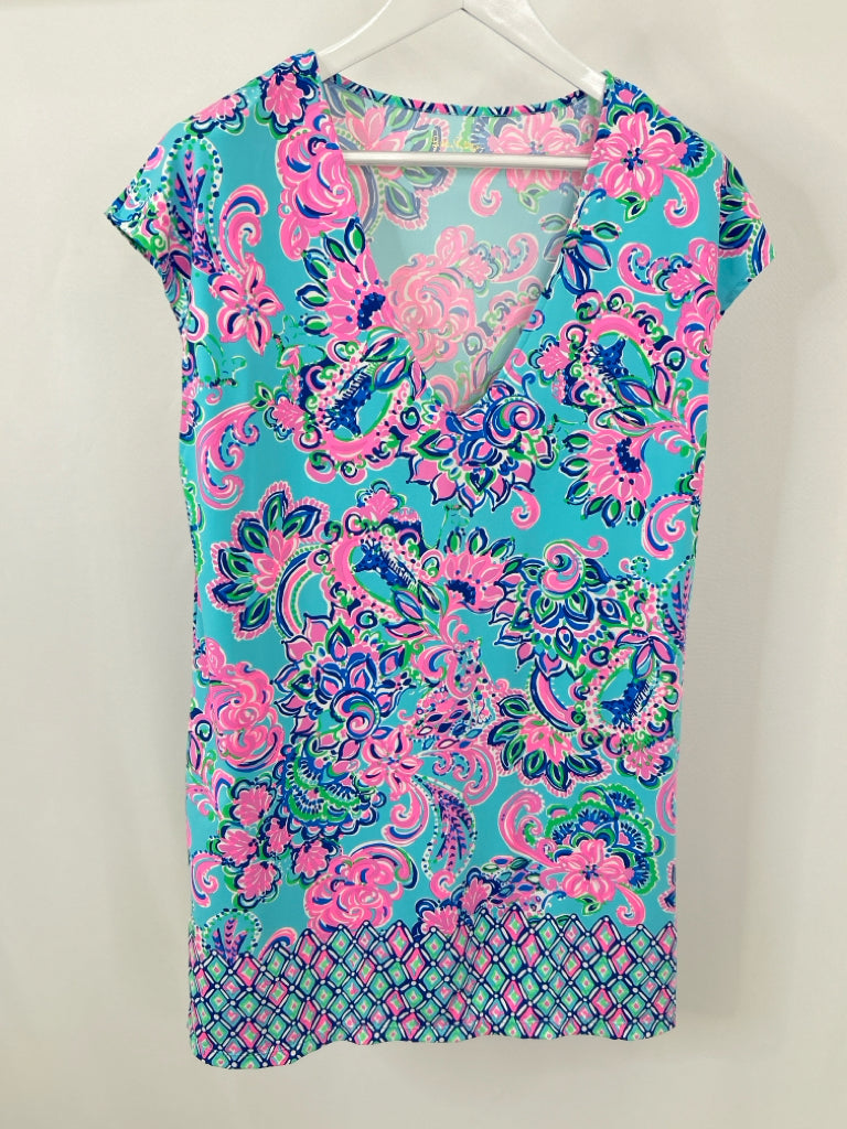 LILLY PULITZER Women Size 4 Blue Print Cover-Up