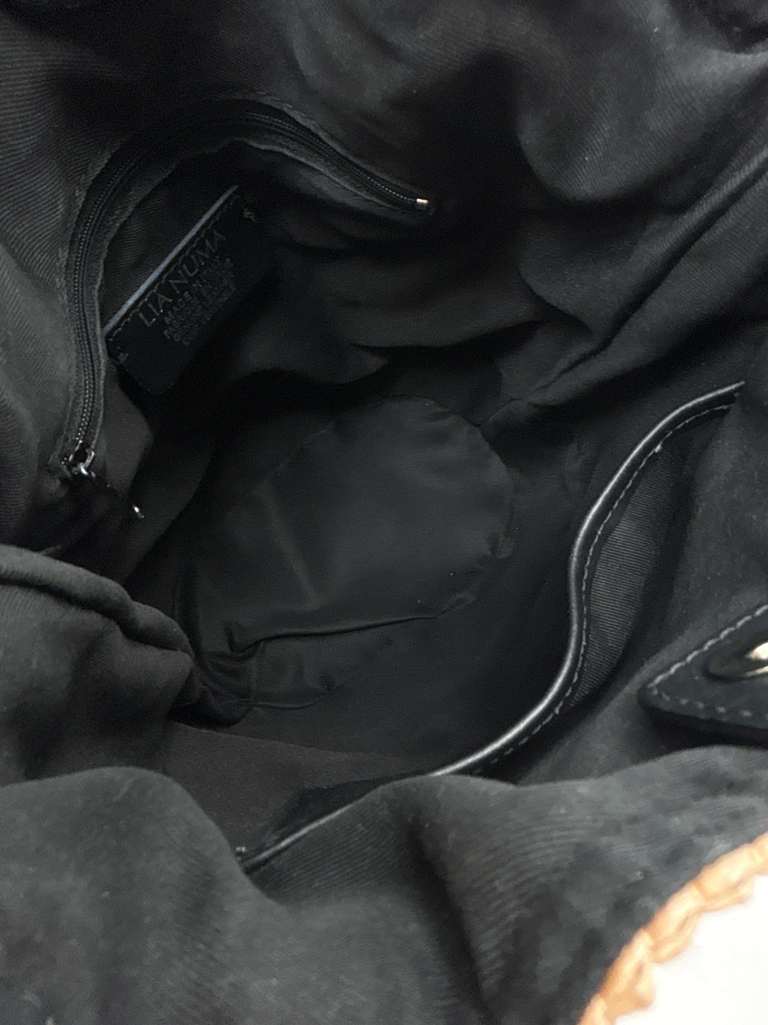 LIA NUMA Raffia and Black Women's Purse
