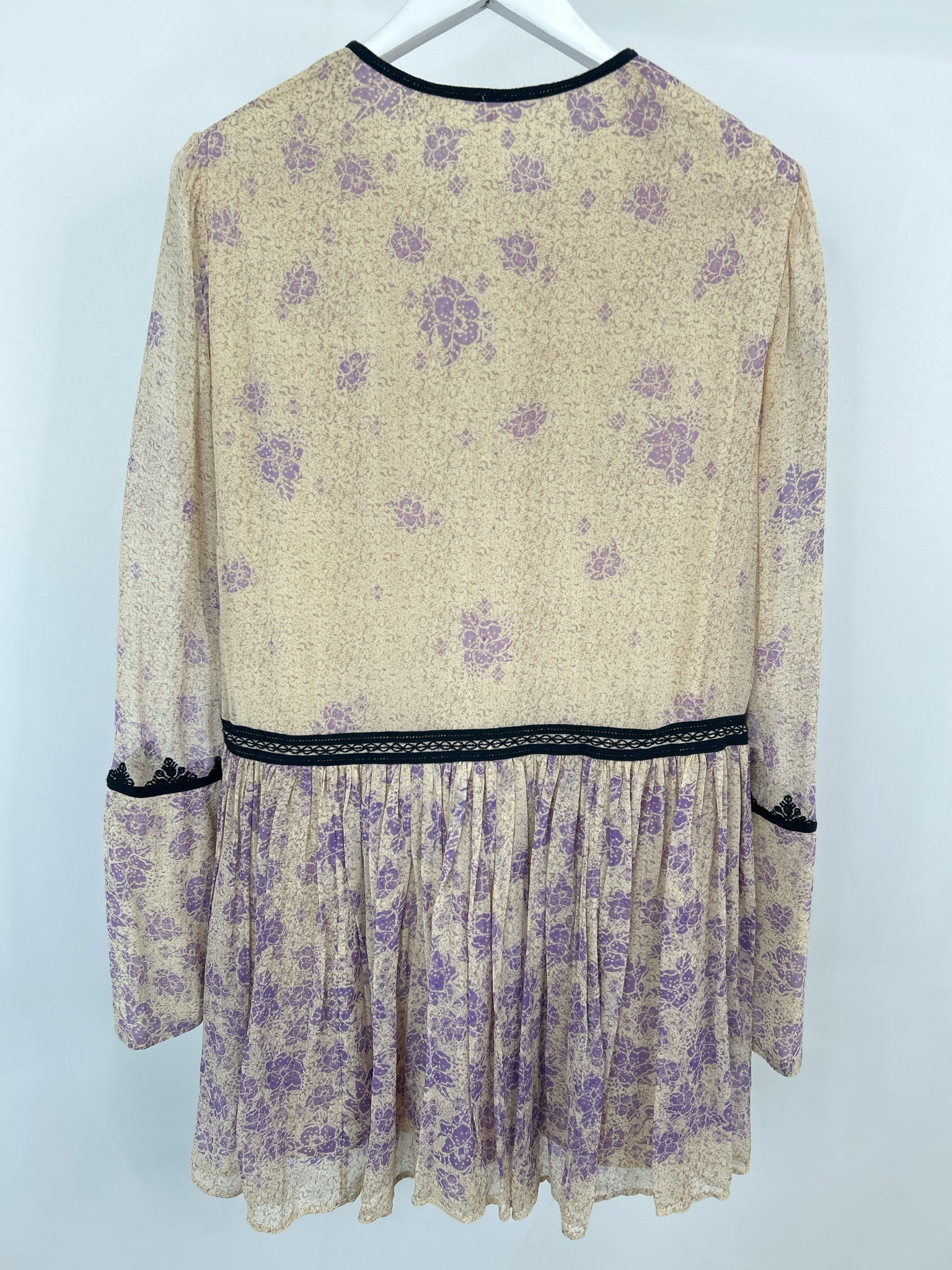 FREE PEOPLE Size M Beige Print Women Dress