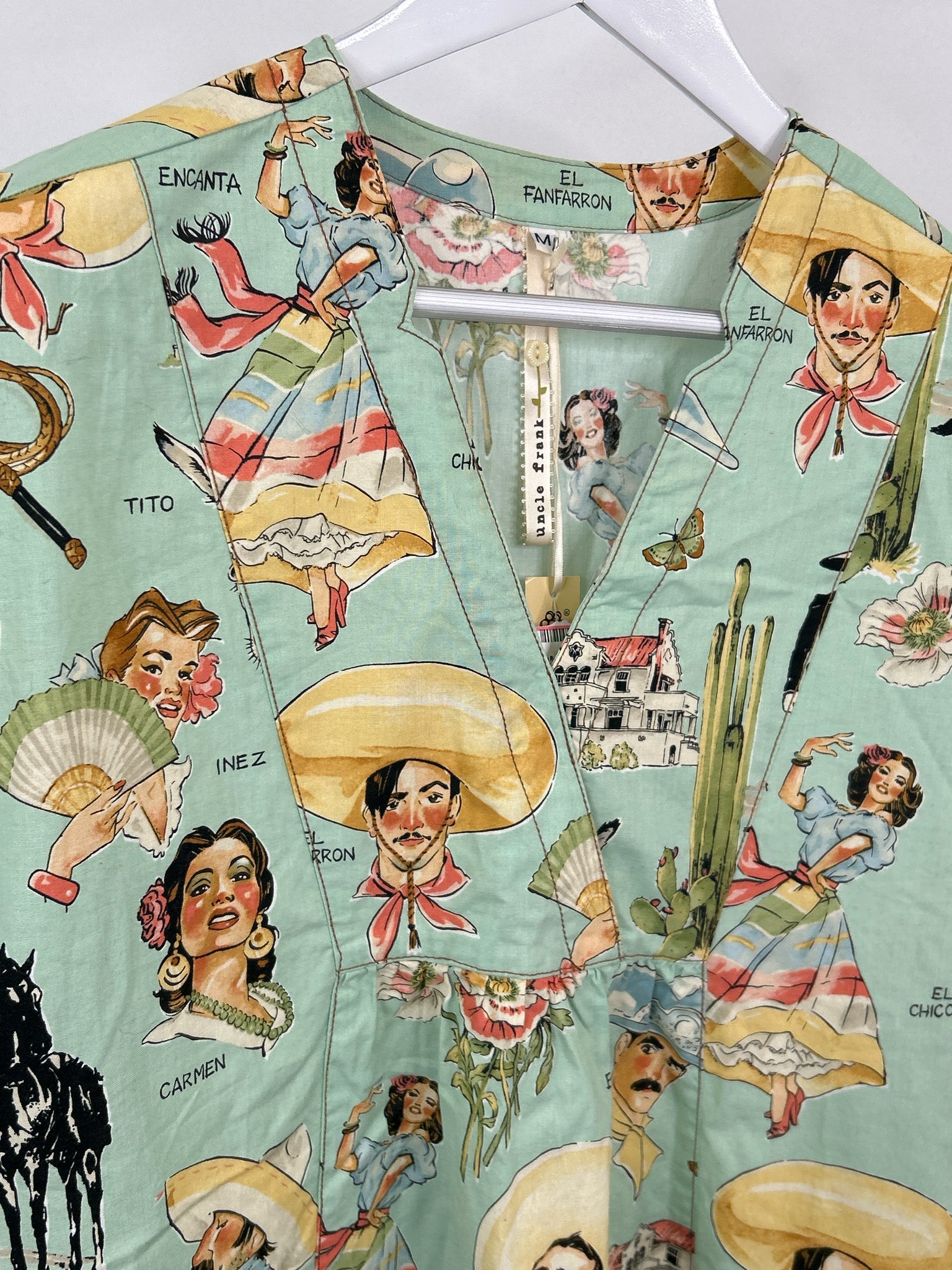 UNCLE FRANK Size M Mint Green Print Women Dress