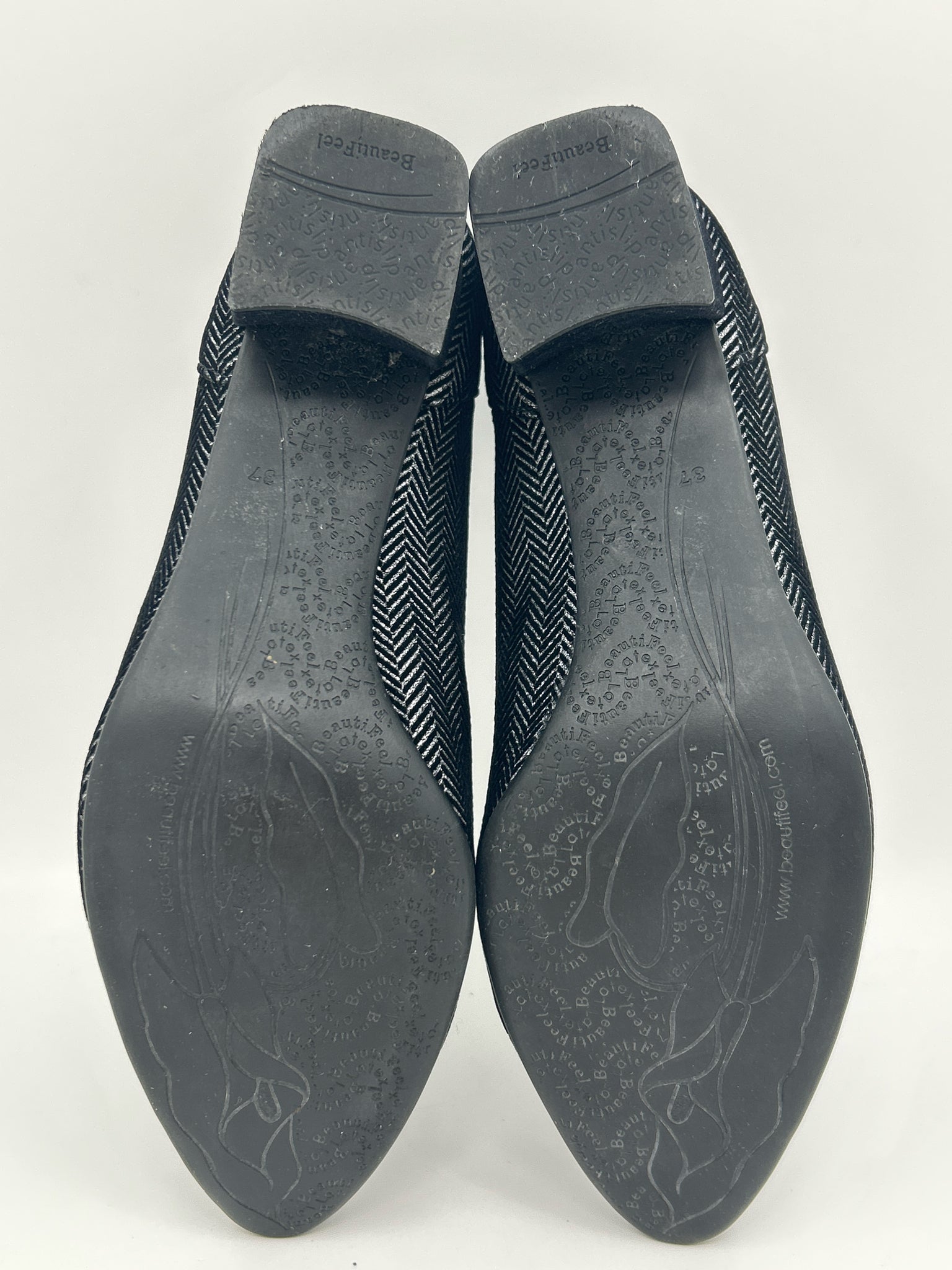 BEAUTIFEEL Size 37 Silver & Black Women Booties